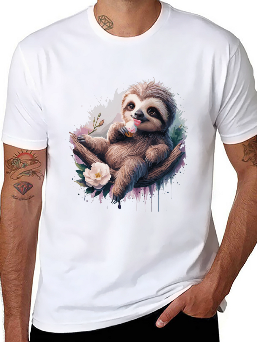 Sloth Ice Cream Graphic T-Shirt - Comfy Casual Tee