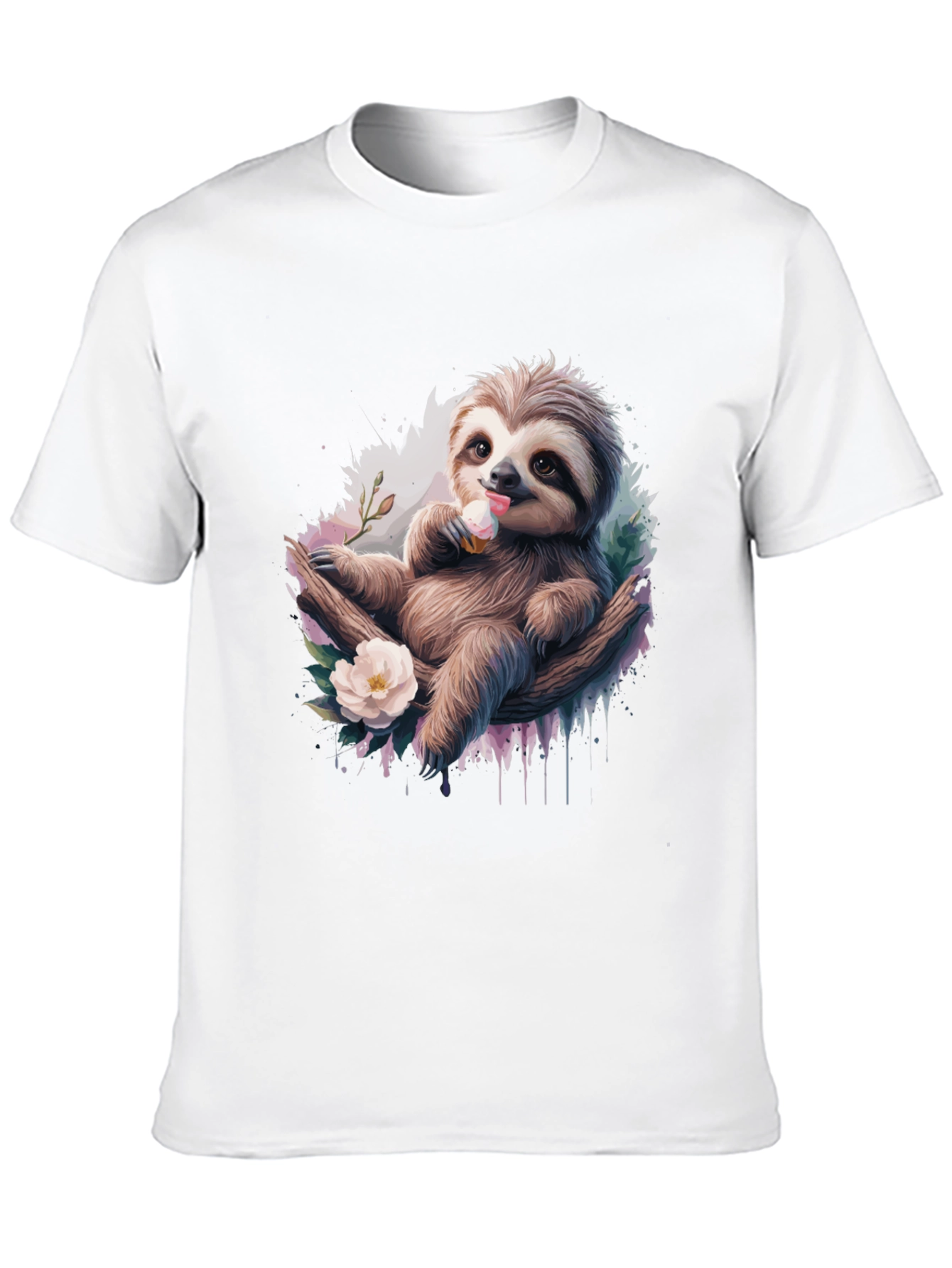Sloth Ice Cream Graphic T-Shirt - Comfy Casual Tee