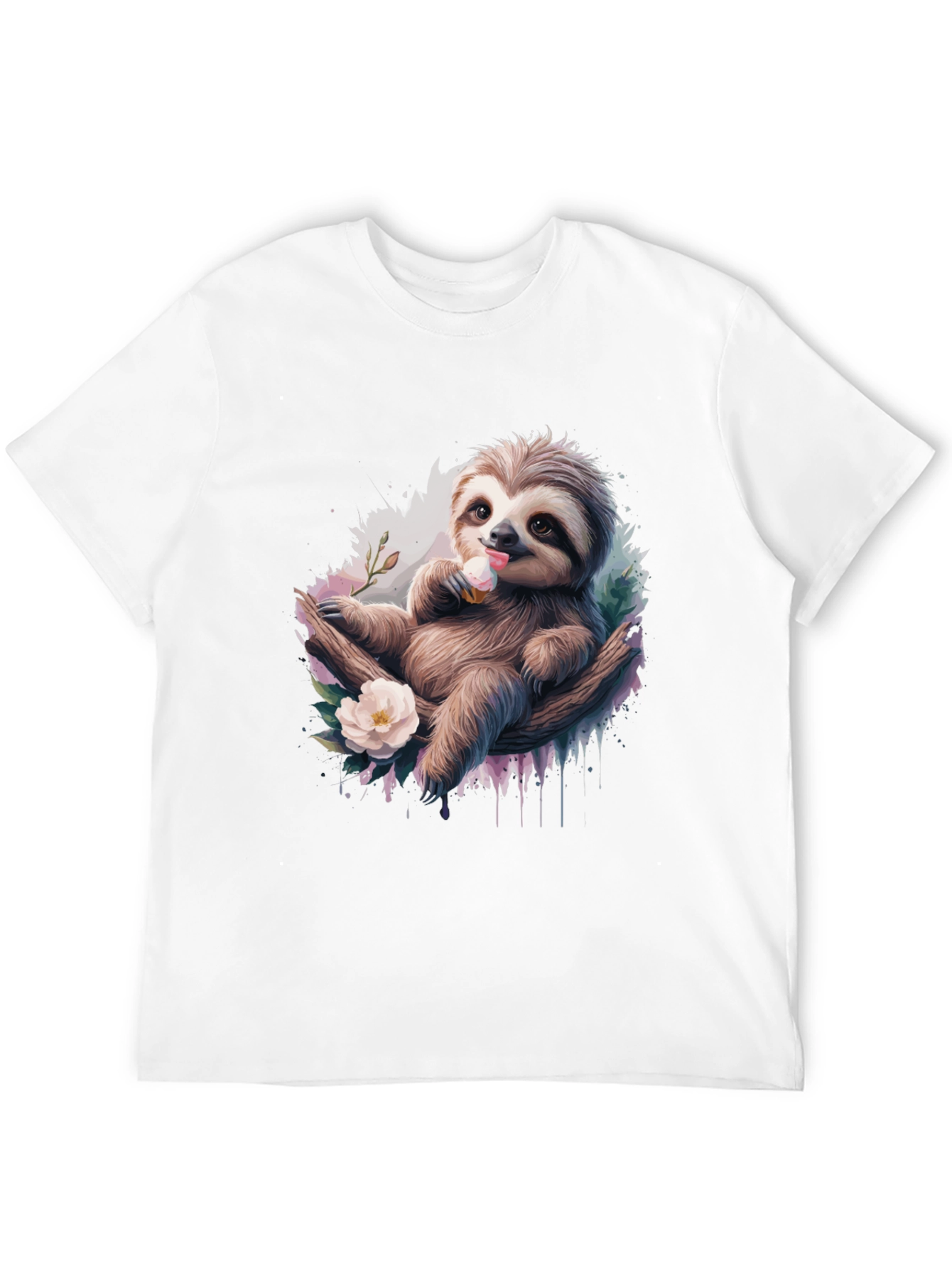 Sloth Ice Cream Graphic T-Shirt - Comfy Casual Tee
