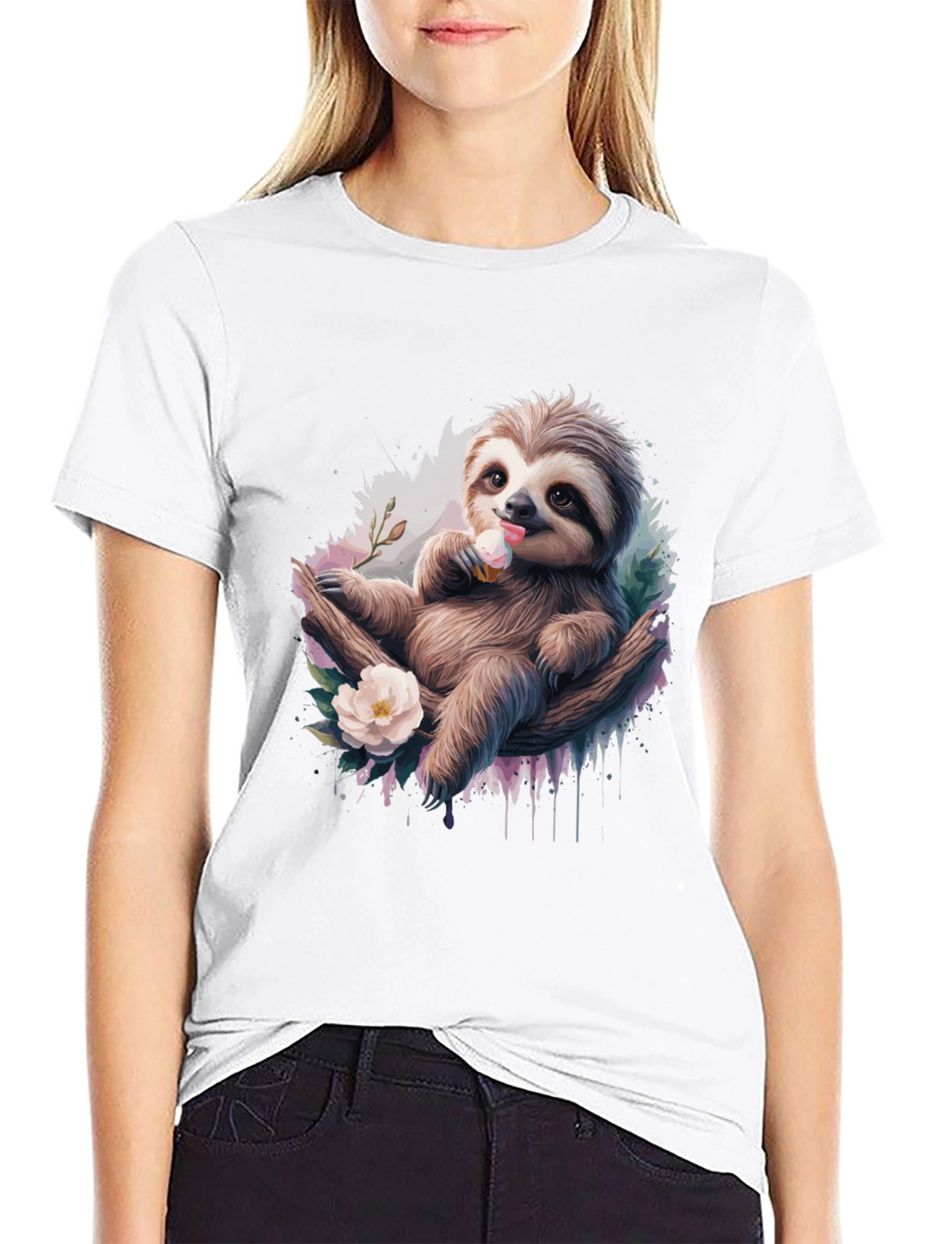 Sloth Ice Cream Graphic T-Shirt - Comfy Casual Tee