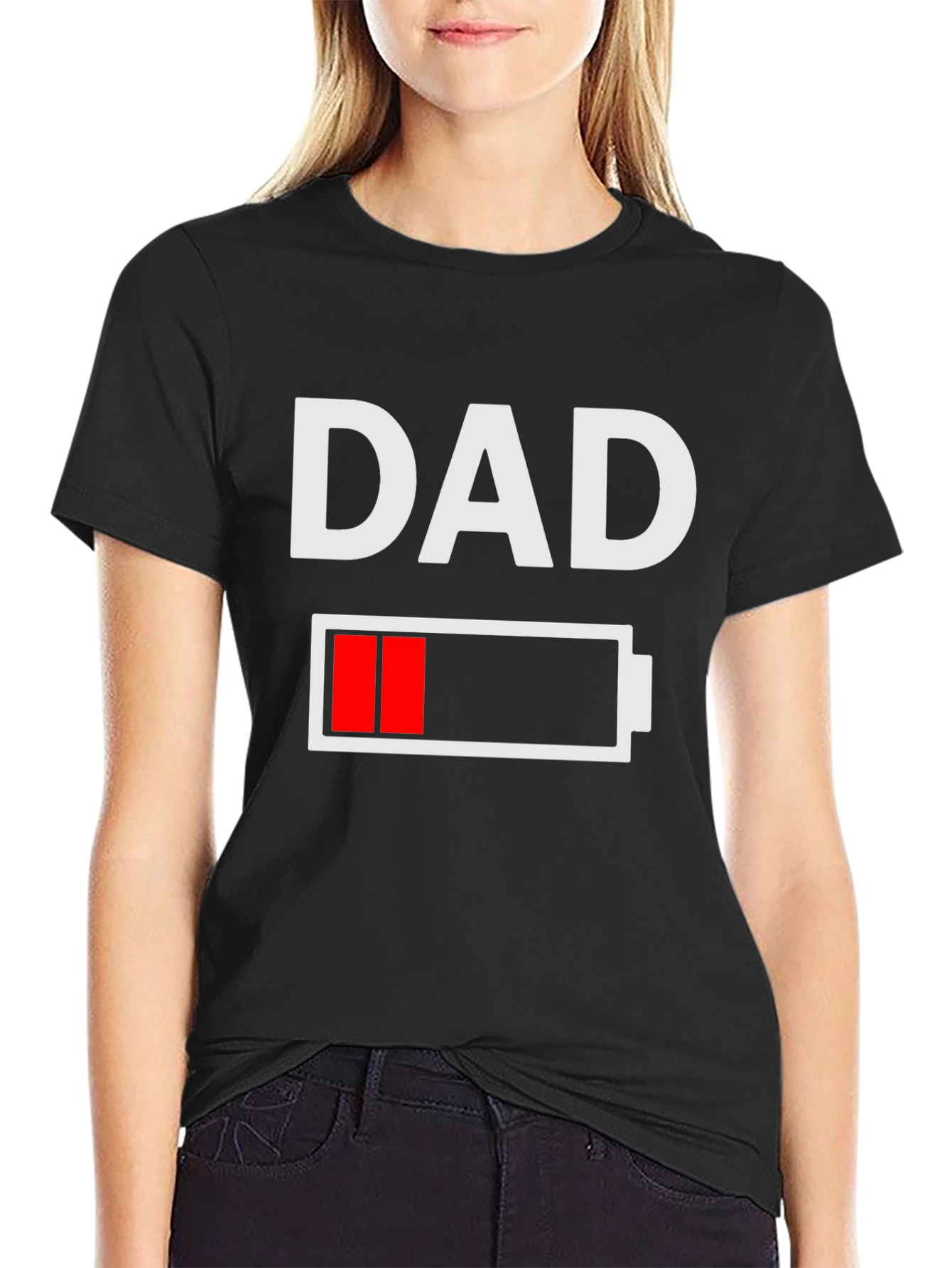 Dad Low Battery Graphic Tee - Funny Fathers Day Shirt