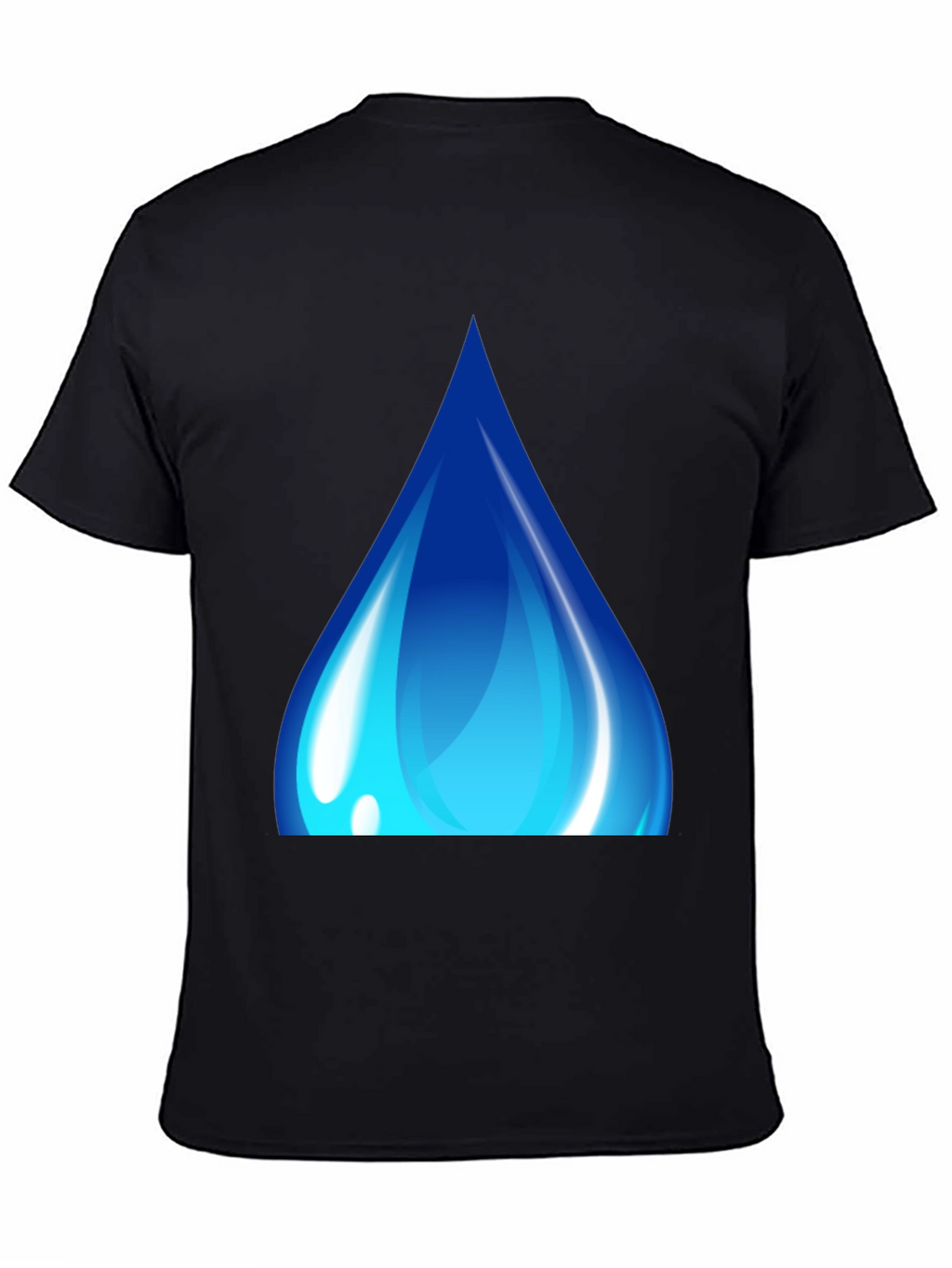 Blue Water Drop Graphic Black T-Shirt
