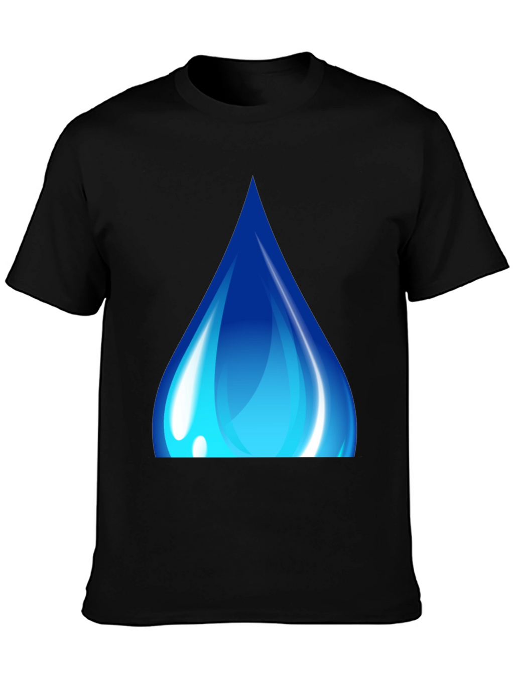 Blue Water Drop Graphic Black T-Shirt