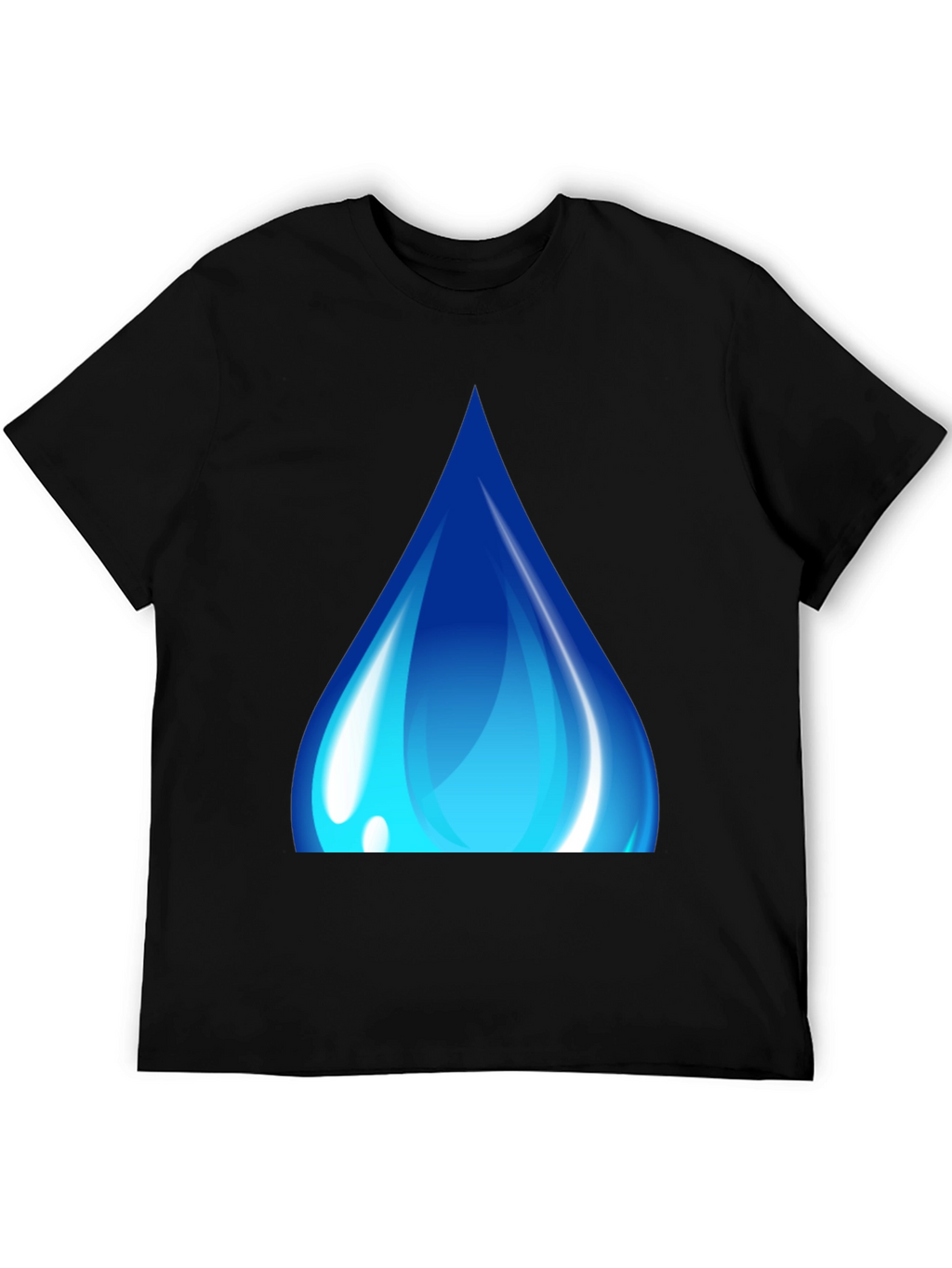 Blue Water Drop Graphic Black T-Shirt