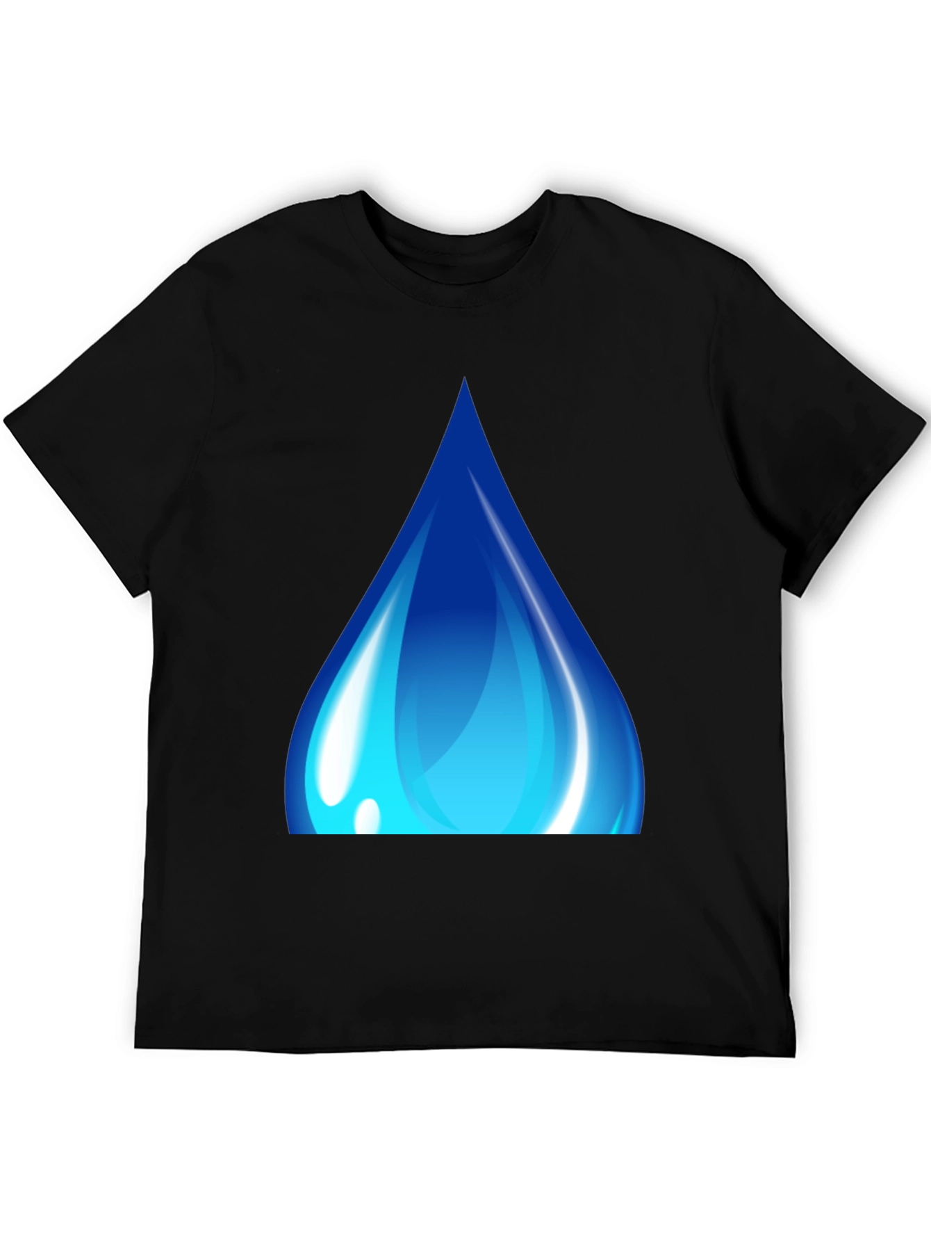 Blue Water Drop Graphic Black T-Shirt