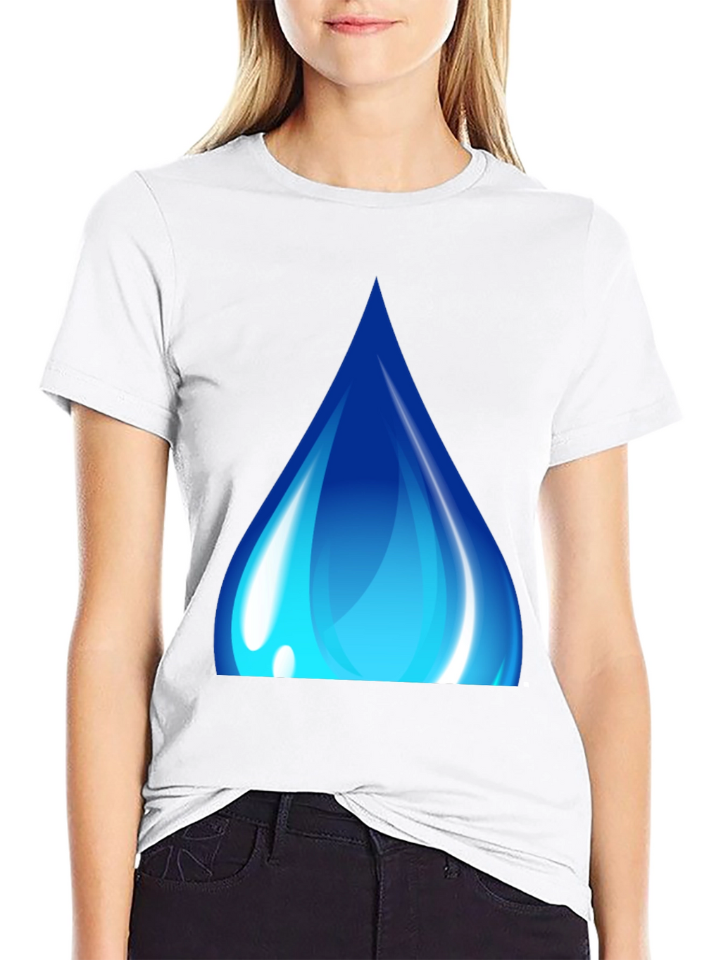 Blue Water Drop Graphic Black T-Shirt