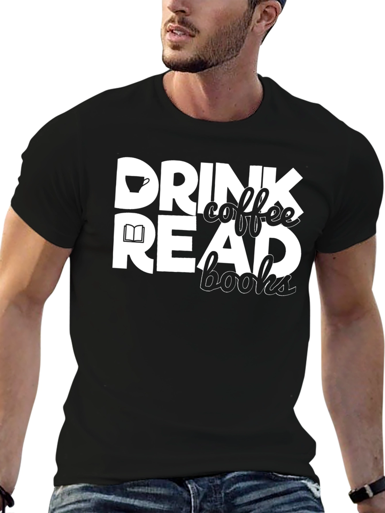 Drink Coffee Read Books Black Graphic Tee