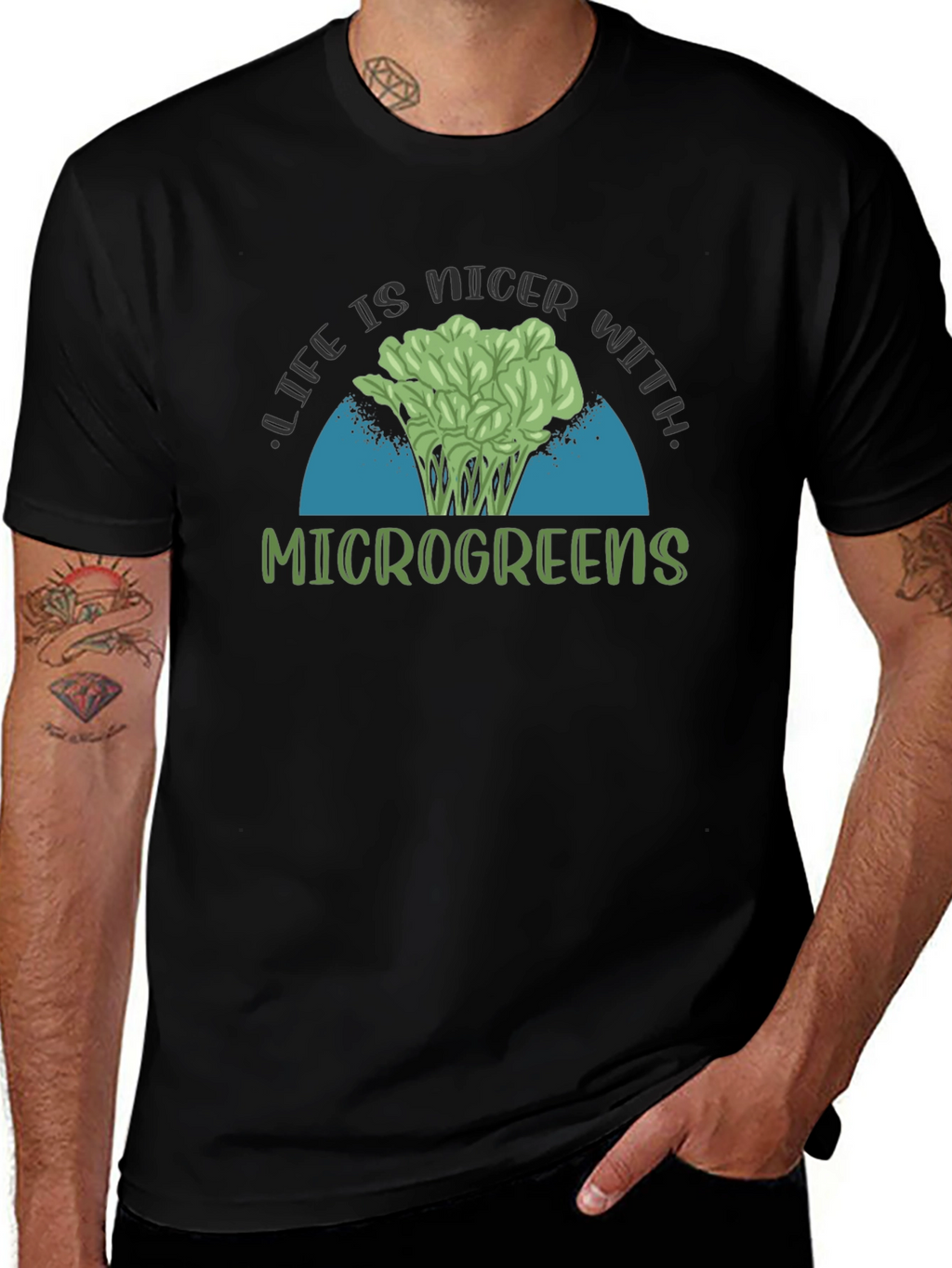 Life is Nicer with Microgreens Black T-Shirt