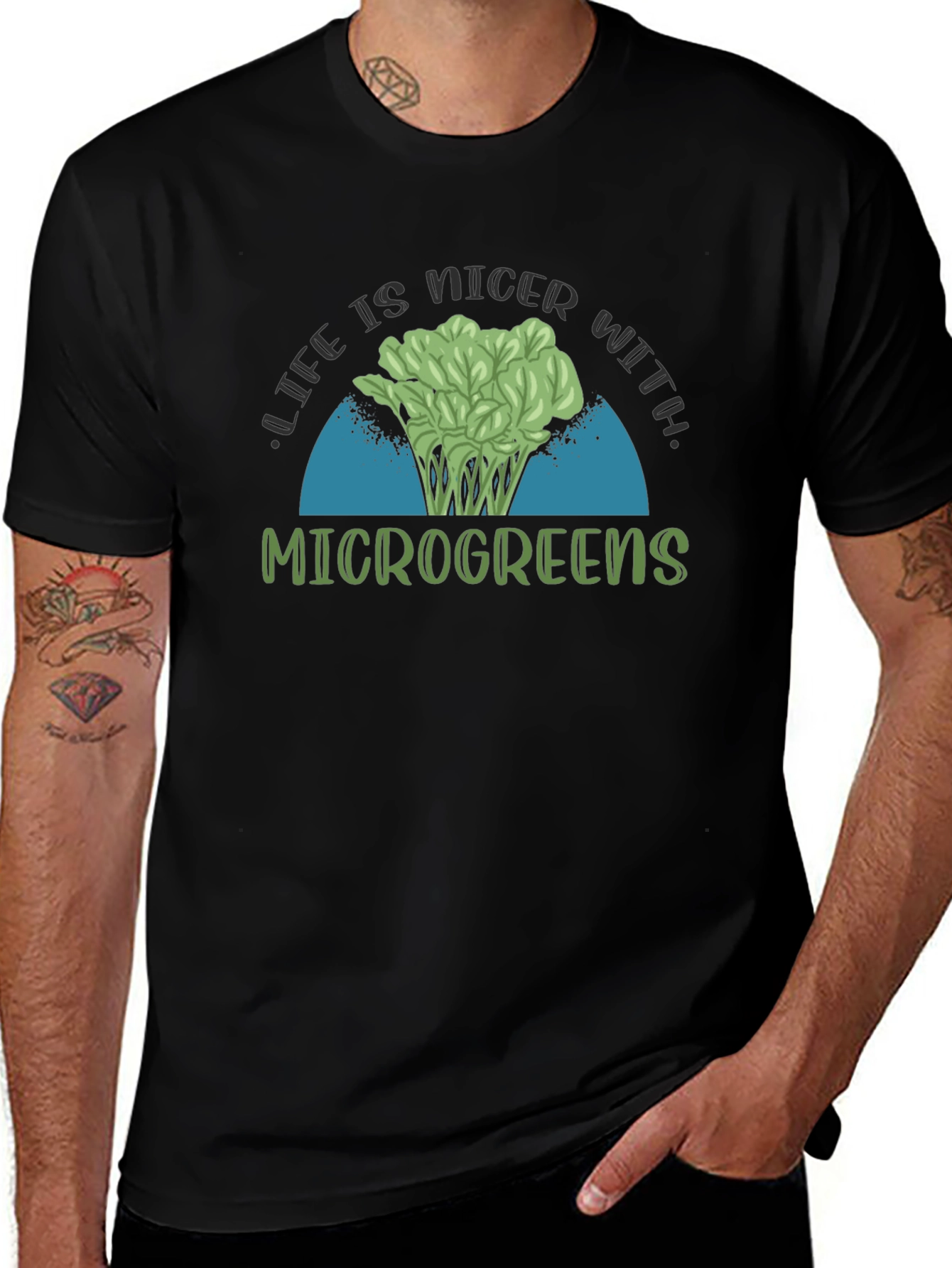 Life is Nicer with Microgreens Black T-Shirt
