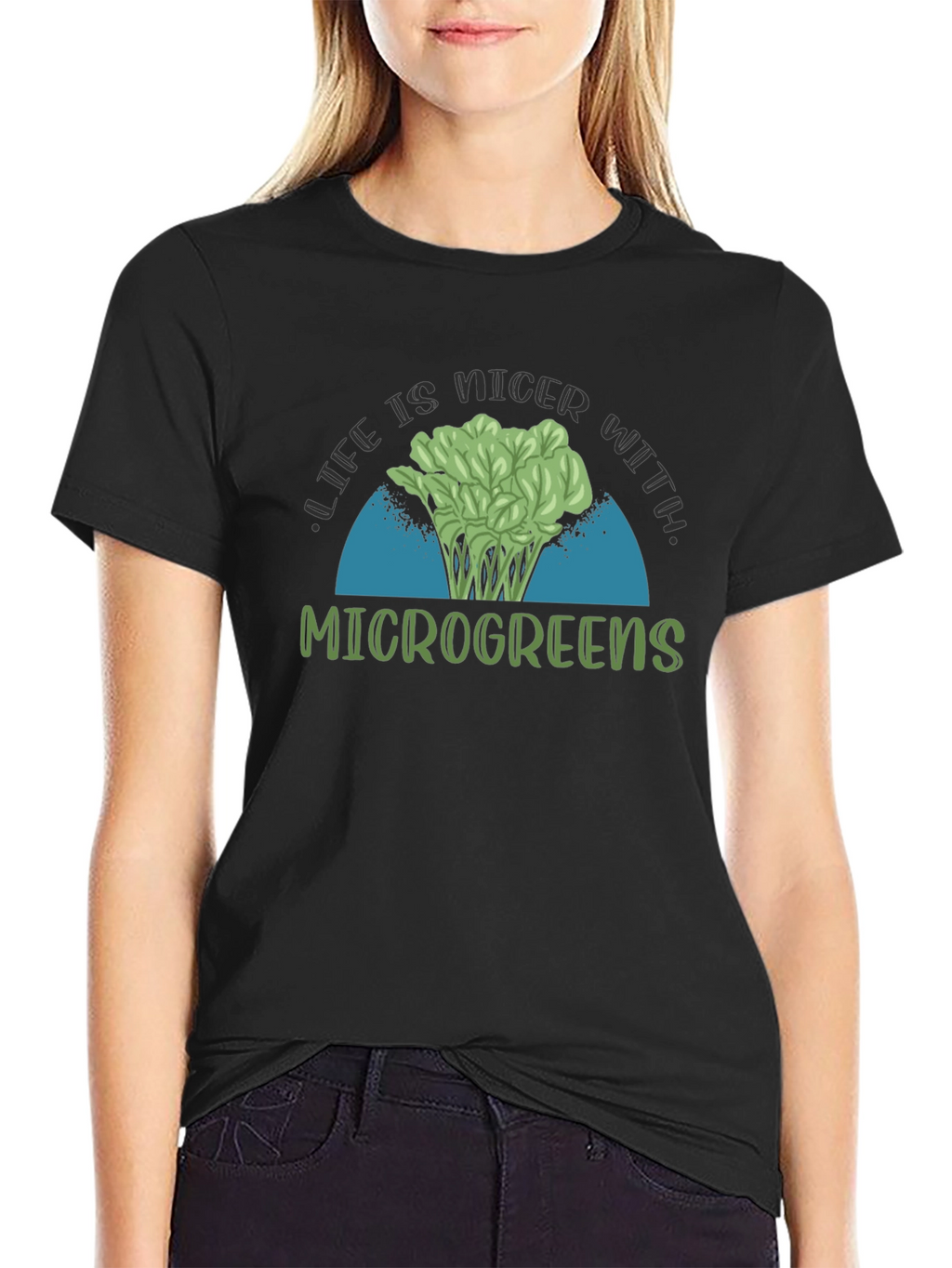 Life is Nicer with Microgreens Black T-Shirt