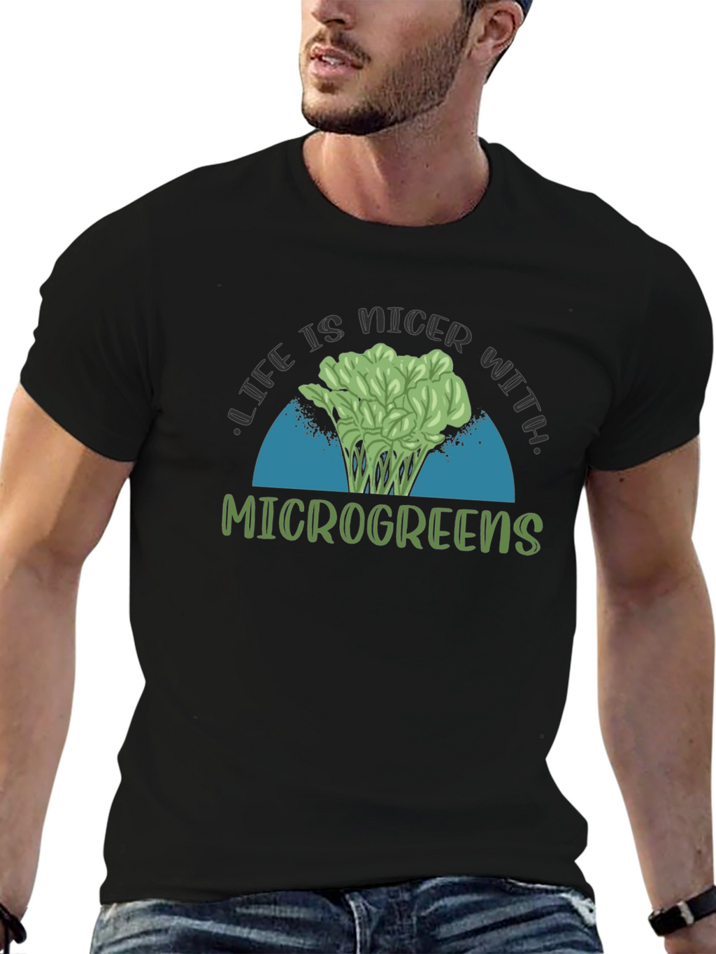 Life is Nicer with Microgreens Black T-Shirt
