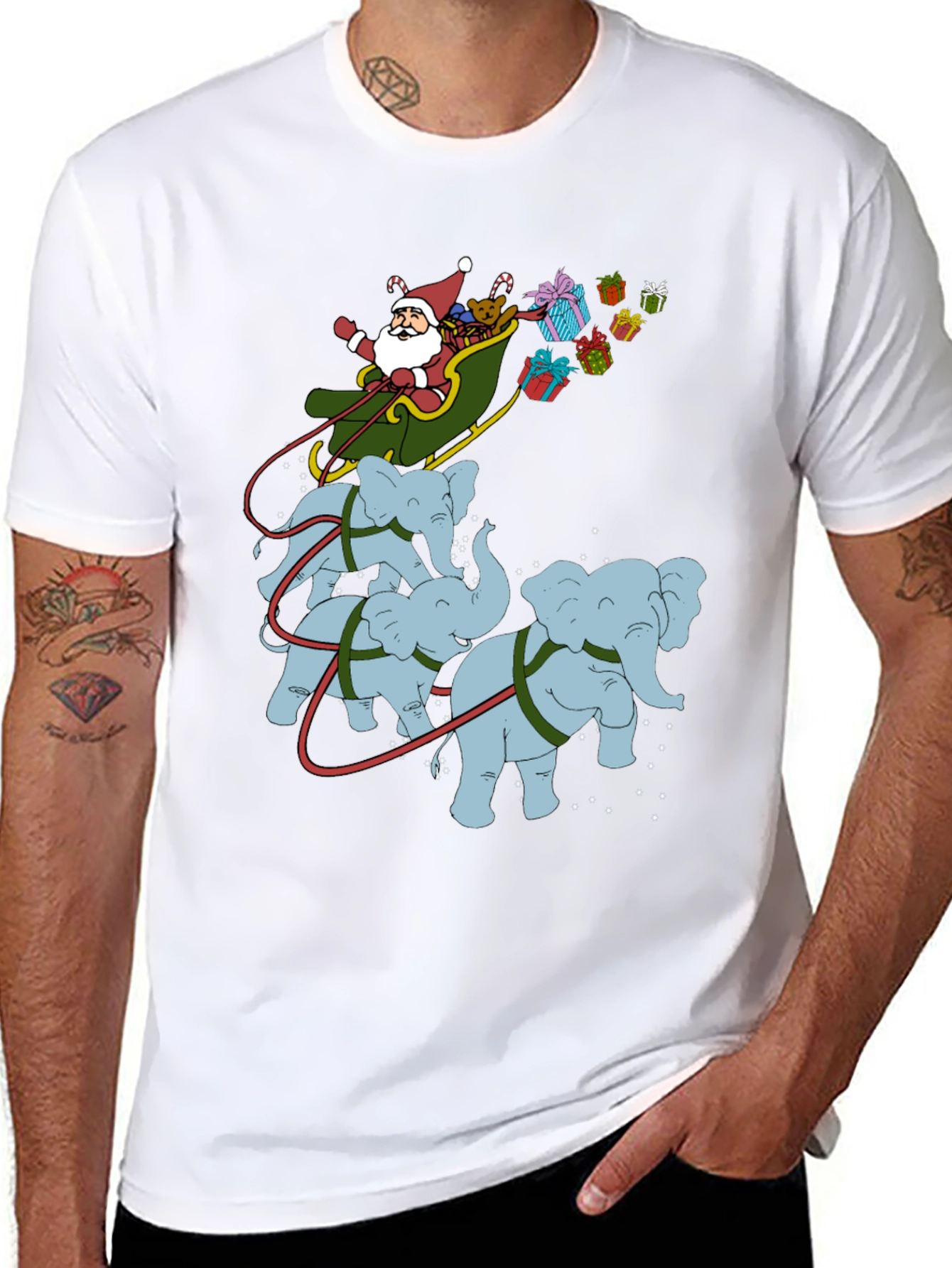 Santa Elephant Christmas T-Shirt