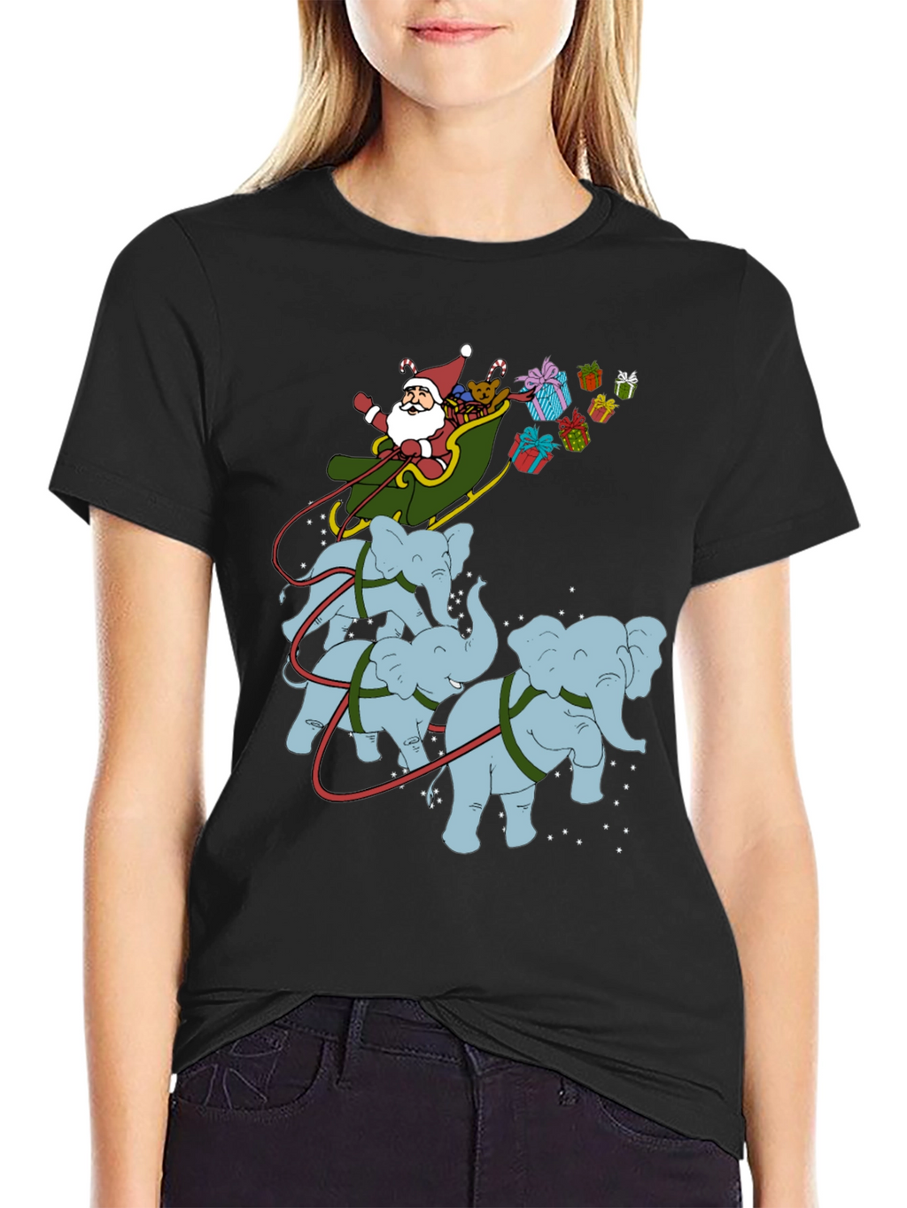 Santa Elephant Christmas T-Shirt