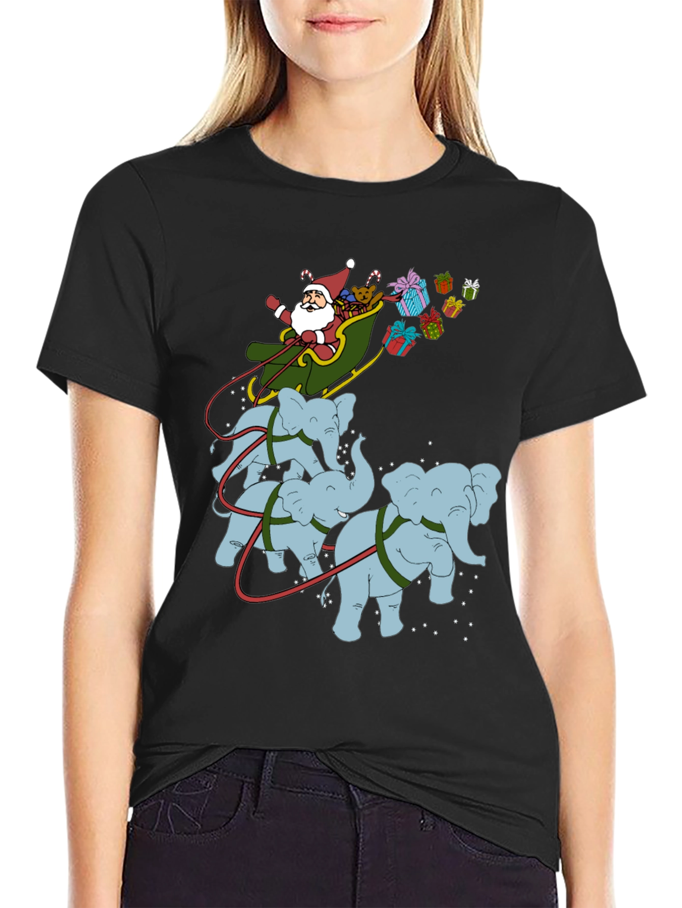 Santa Elephant Christmas T-Shirt