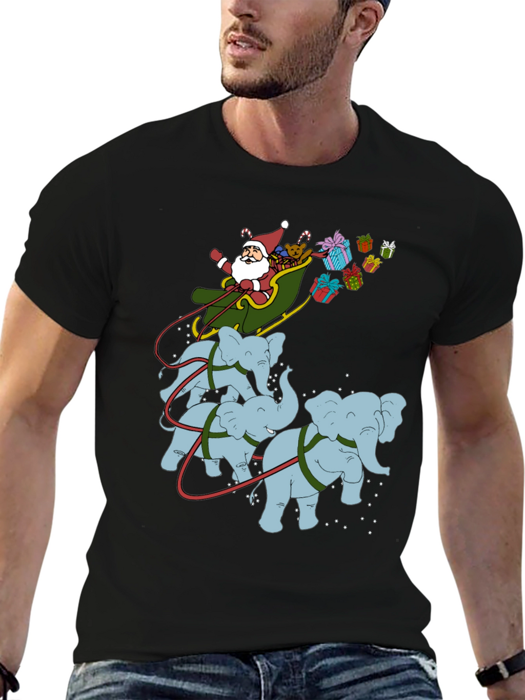 Santa Elephant Christmas T-Shirt