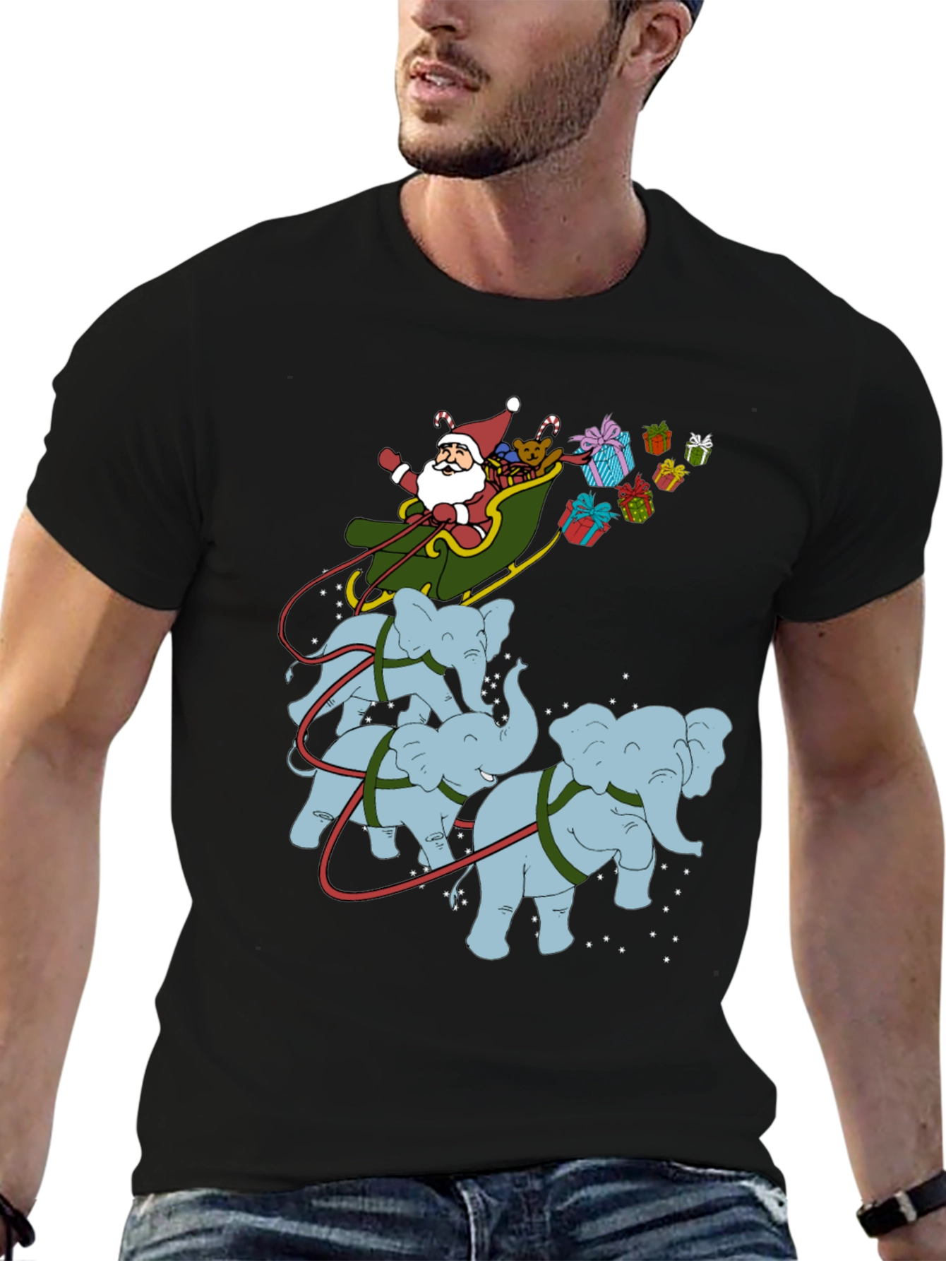 Santa Elephant Christmas T-Shirt