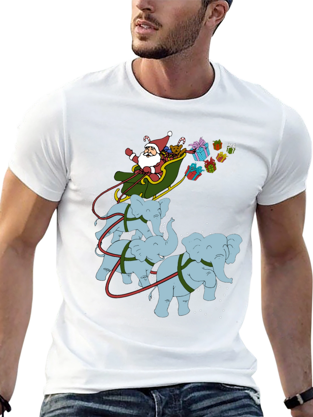 Santa Elephant Christmas T-Shirt