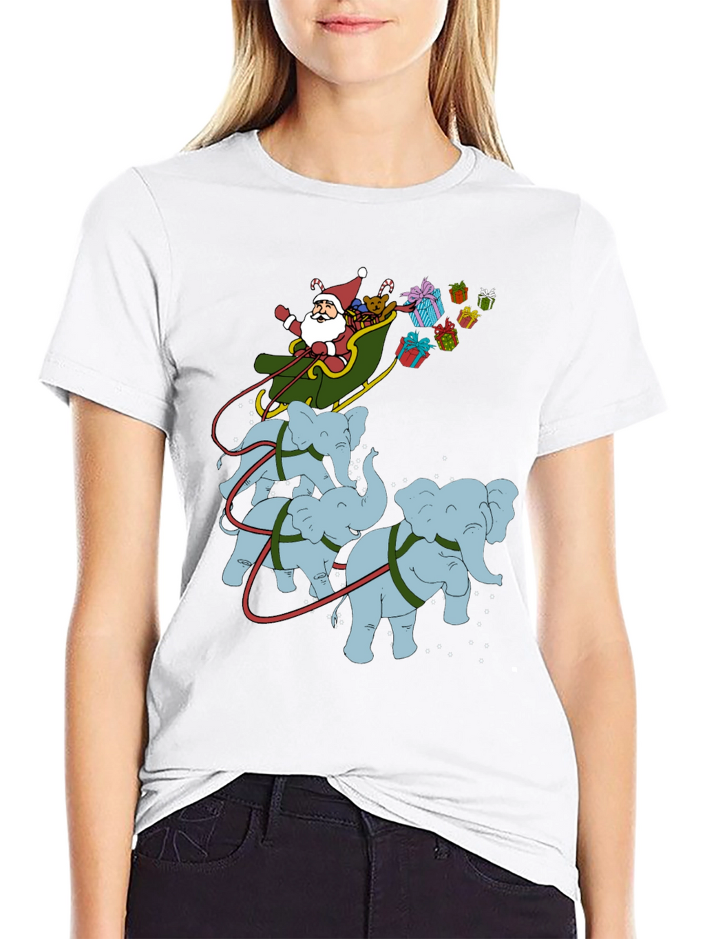 Santa Elephant Christmas T-Shirt