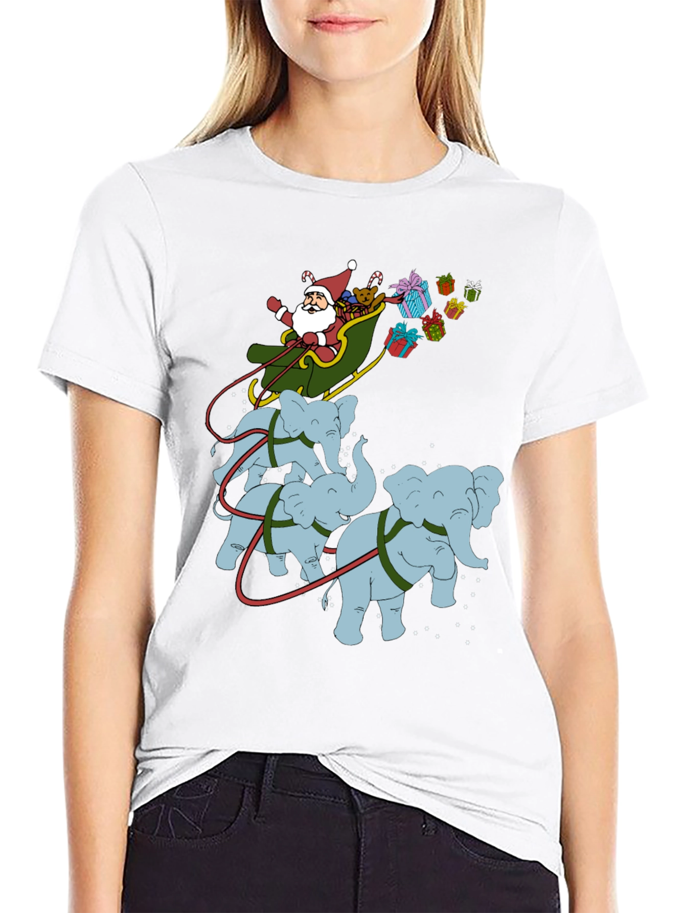 Santa Elephant Christmas T-Shirt