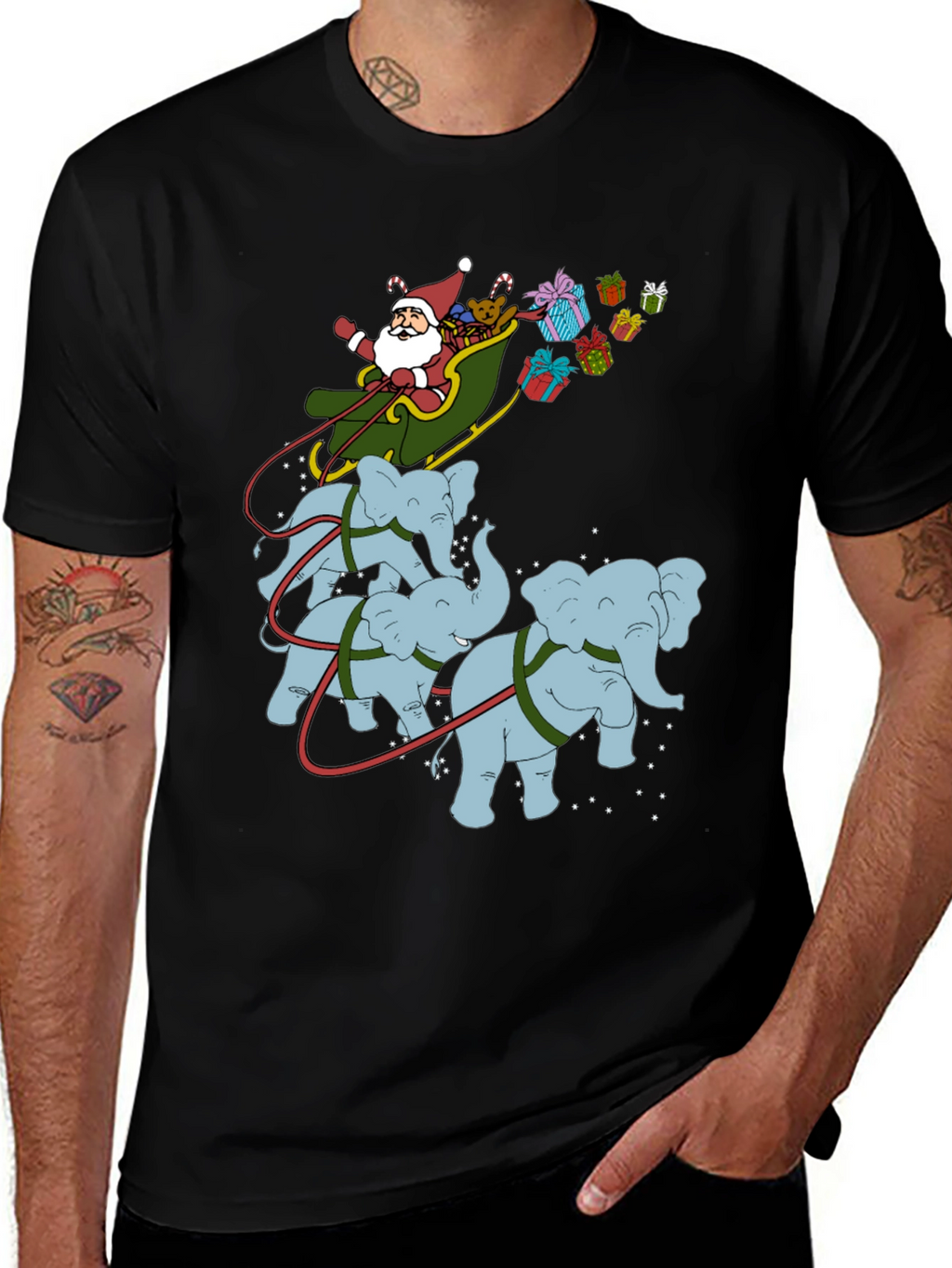 Santa Elephant Christmas T-Shirt