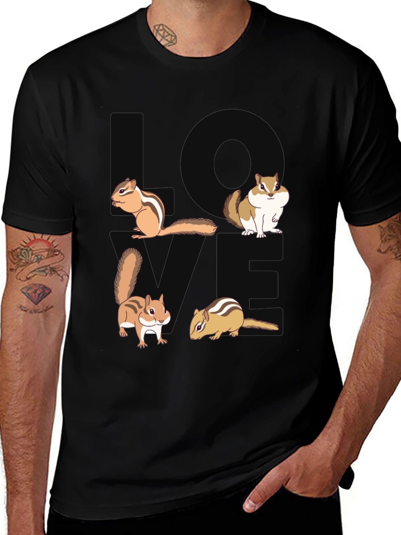 Chipmunk Love Graphic T-Shirt - Black