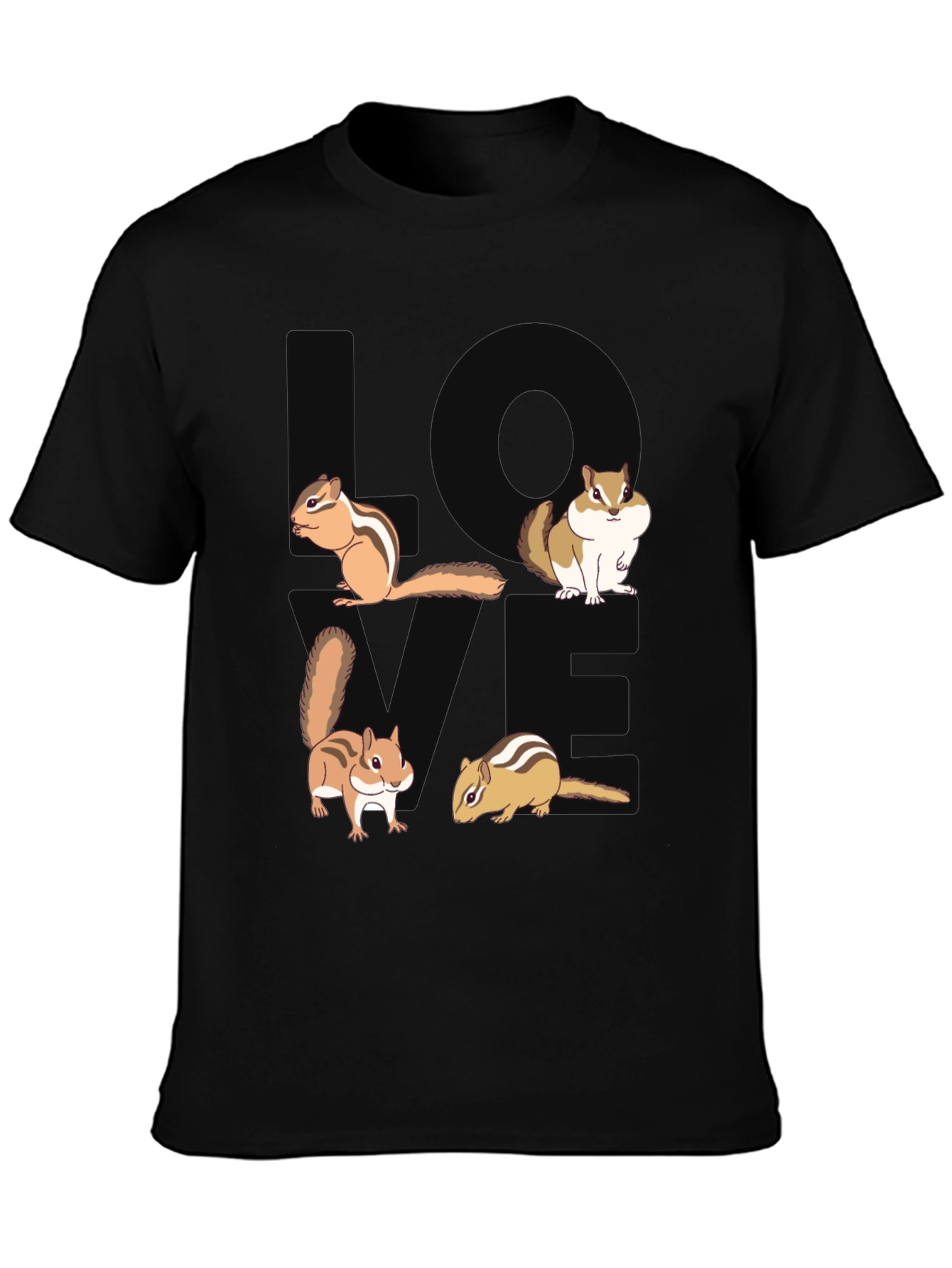 Chipmunk Love Graphic T-Shirt - Black