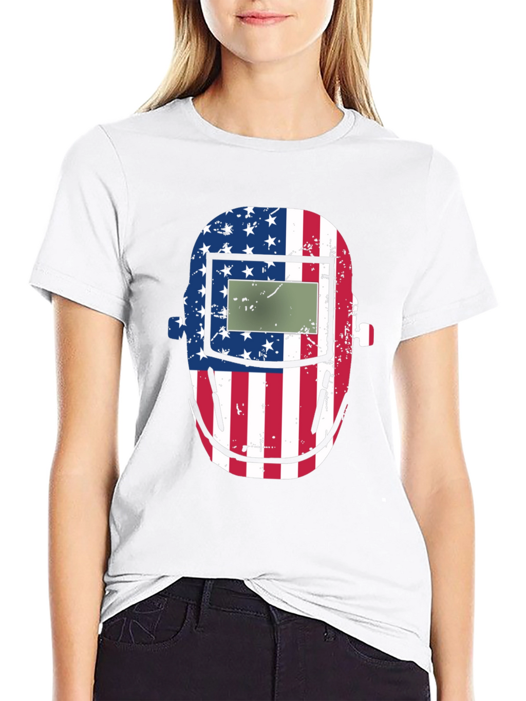 American Welders Mask Graphic Tee - Patriotic Style