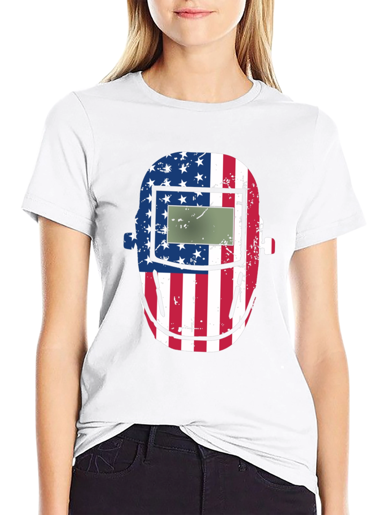 American Welders Mask Graphic Tee - Patriotic Style