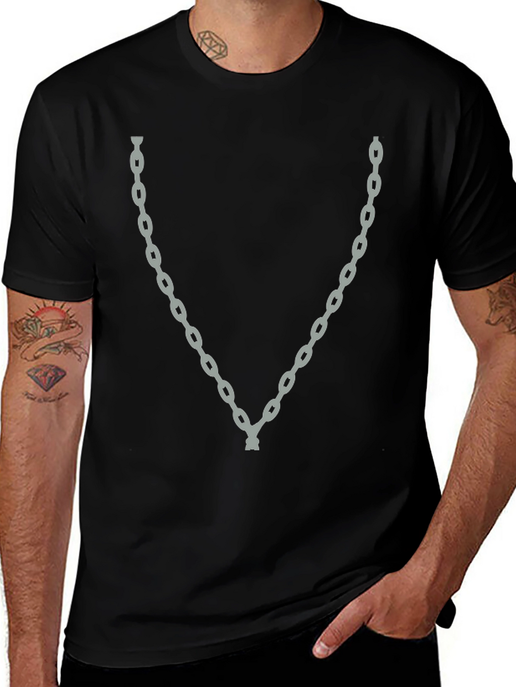 Chain Graphic Tee - Mens Fashion Casual T-Shirt