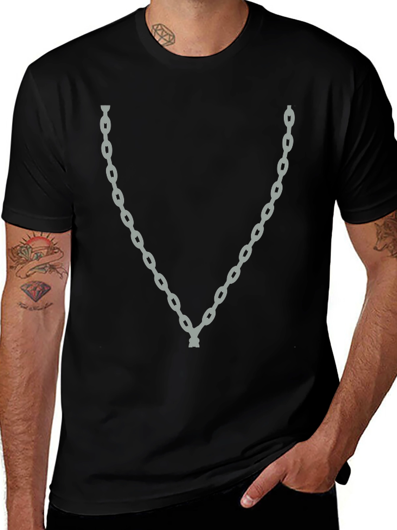 Chain Graphic Tee - Mens Fashion Casual T-Shirt