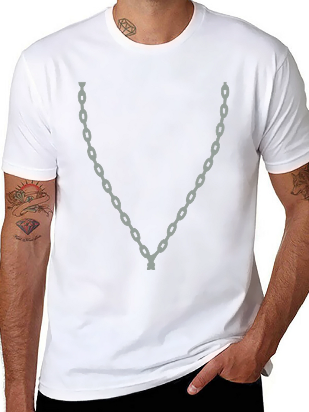 Chain Graphic Tee - Mens Fashion Casual T-Shirt