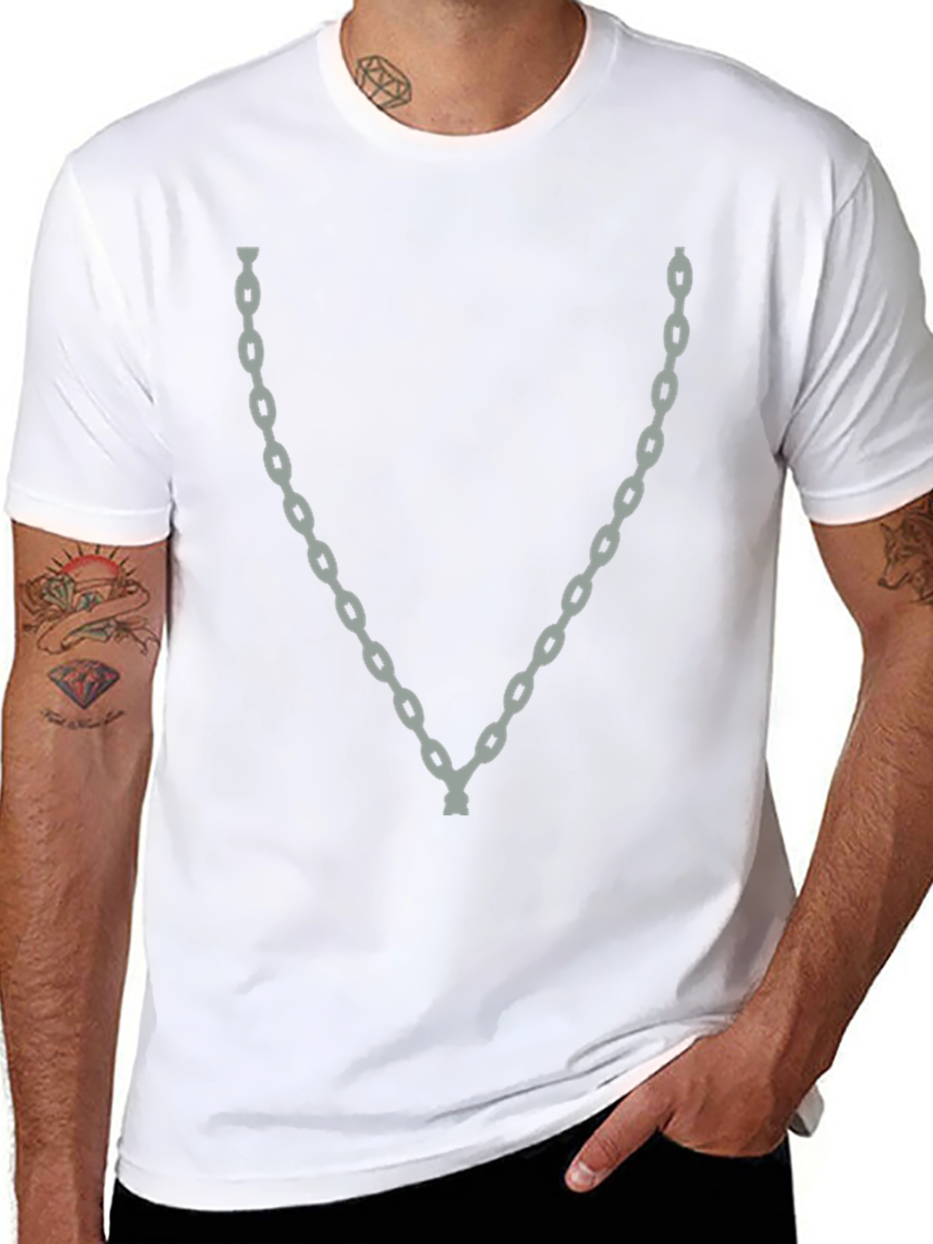 Chain Graphic Tee - Mens Fashion Casual T-Shirt