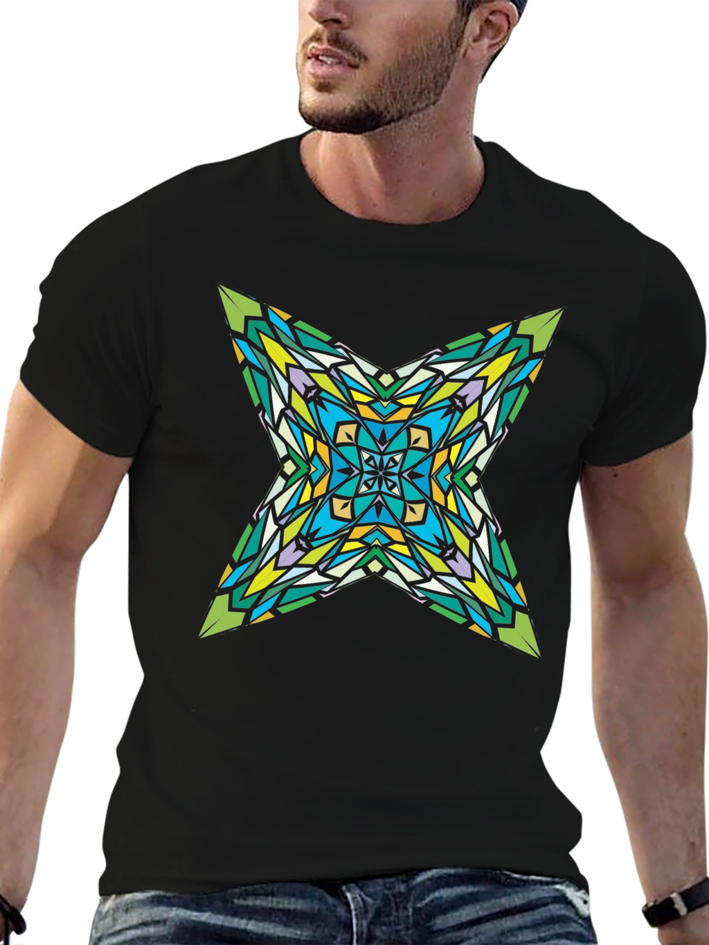 Kaleidoscope Star Graphic Black T-Shirt