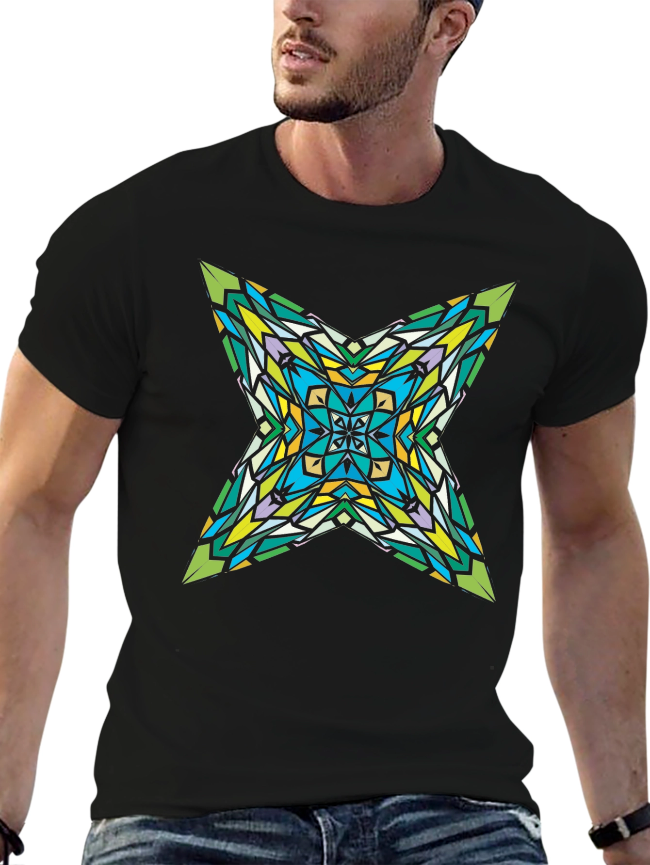 Kaleidoscope Star Graphic Black T-Shirt