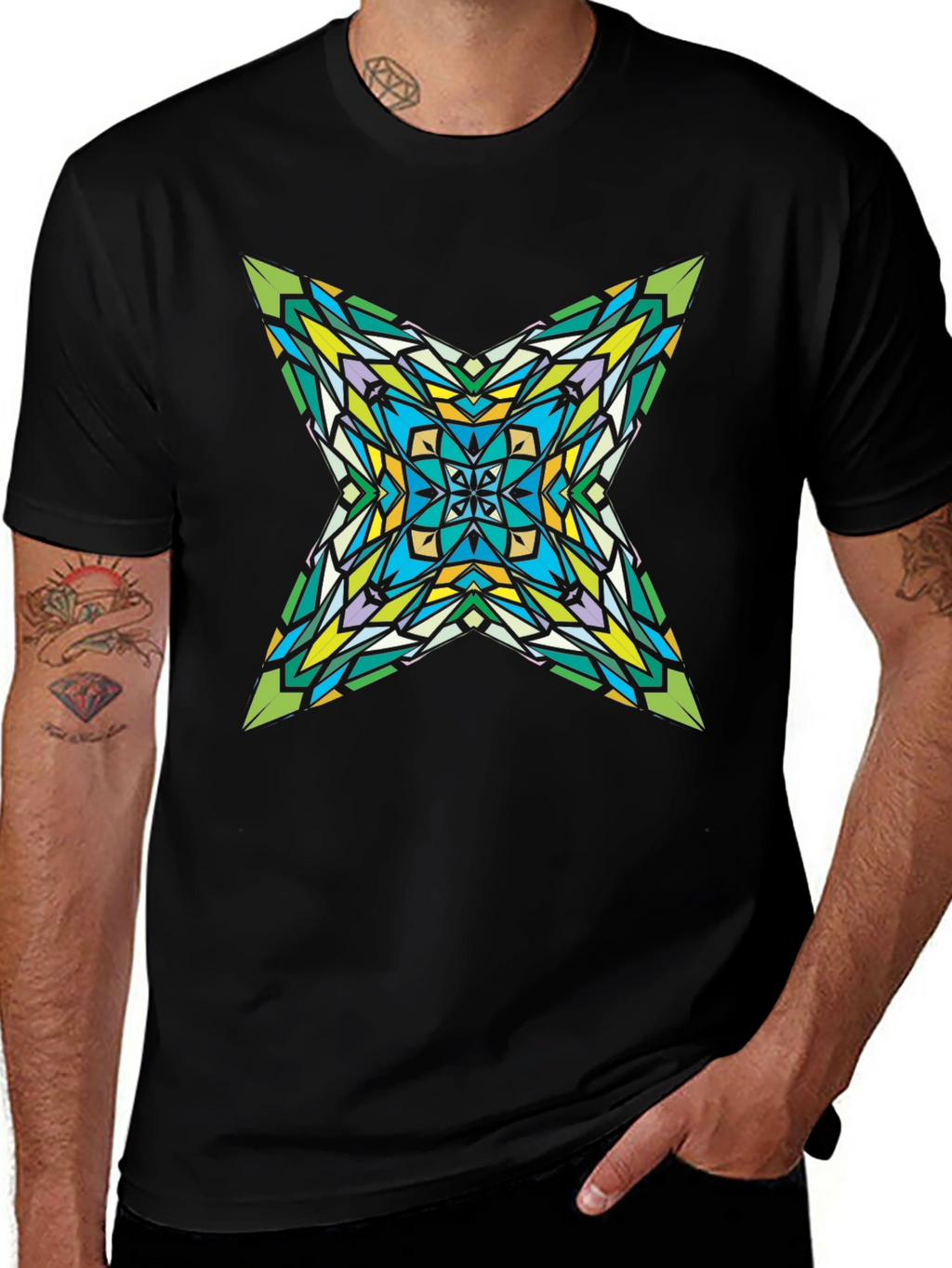 Kaleidoscope Star Graphic Black T-Shirt
