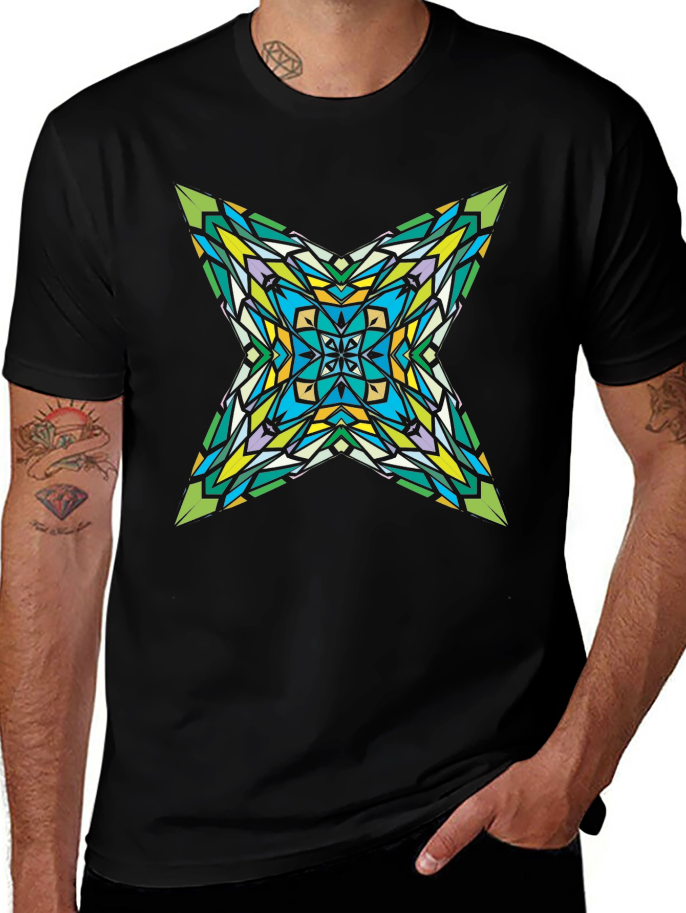 Kaleidoscope Star Graphic Black T-Shirt