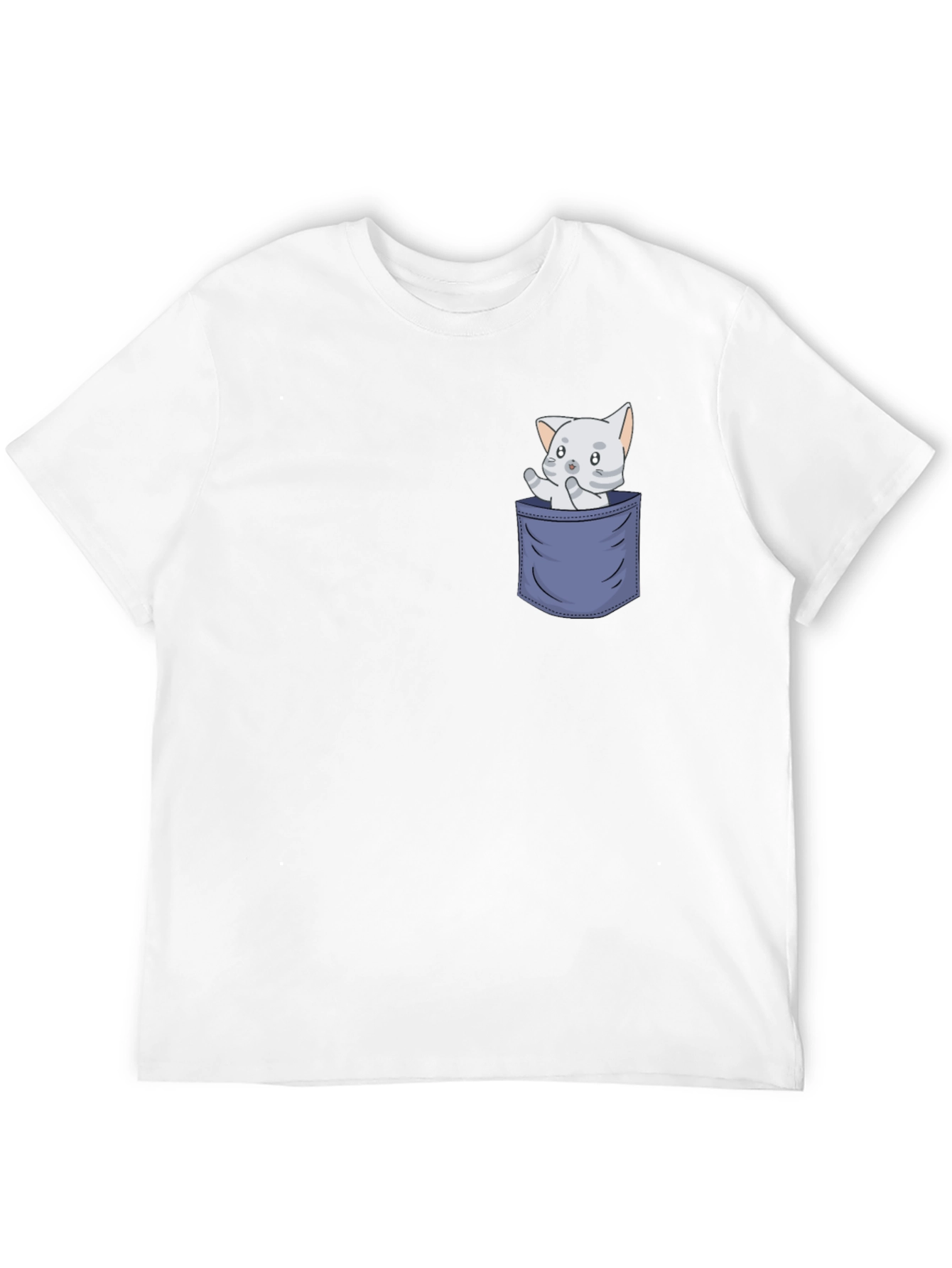 Cute Cat Pocket T-Shirt - Fun Graphic Tee