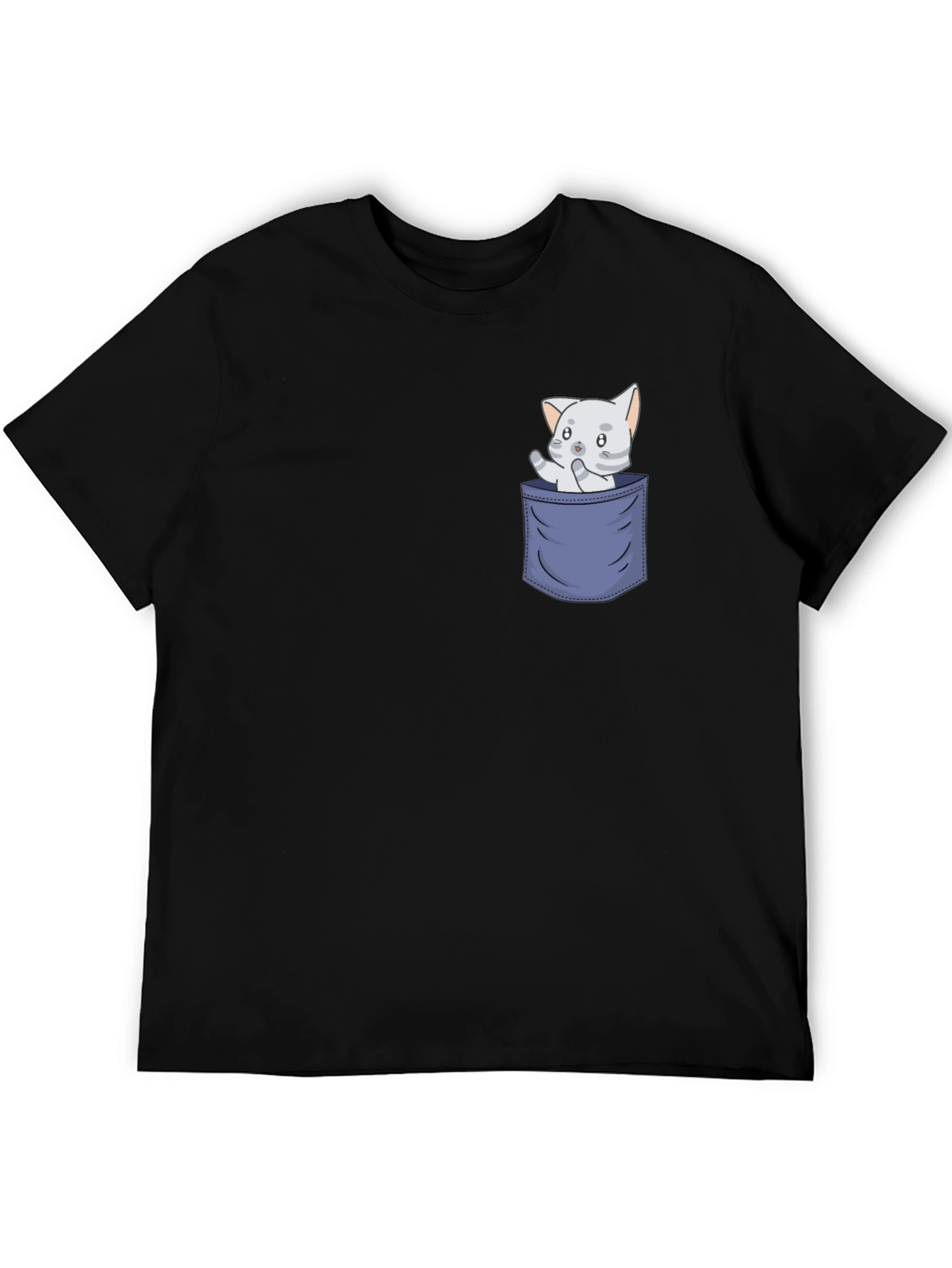 Cute Cat Pocket T-Shirt - Fun Graphic Tee