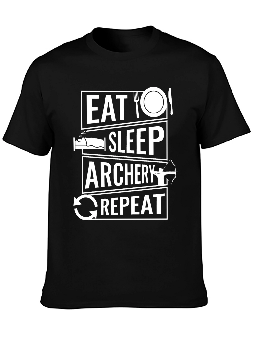 Eat Sleep Archery Repeat T-Shirt Black Cotton Tee