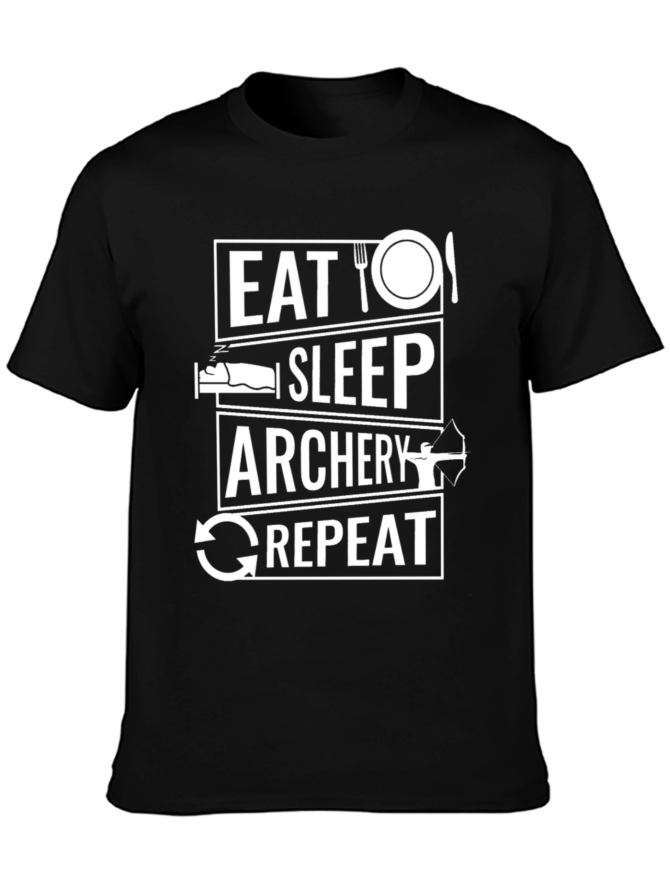Eat Sleep Archery Repeat T-Shirt Black Cotton Tee