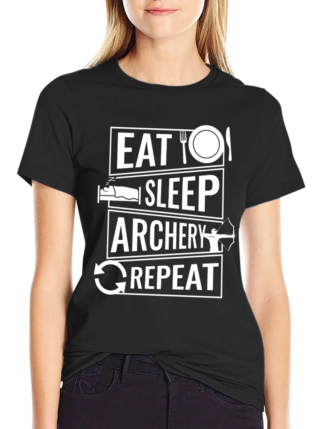 Eat Sleep Archery Repeat T-Shirt Black Cotton Tee