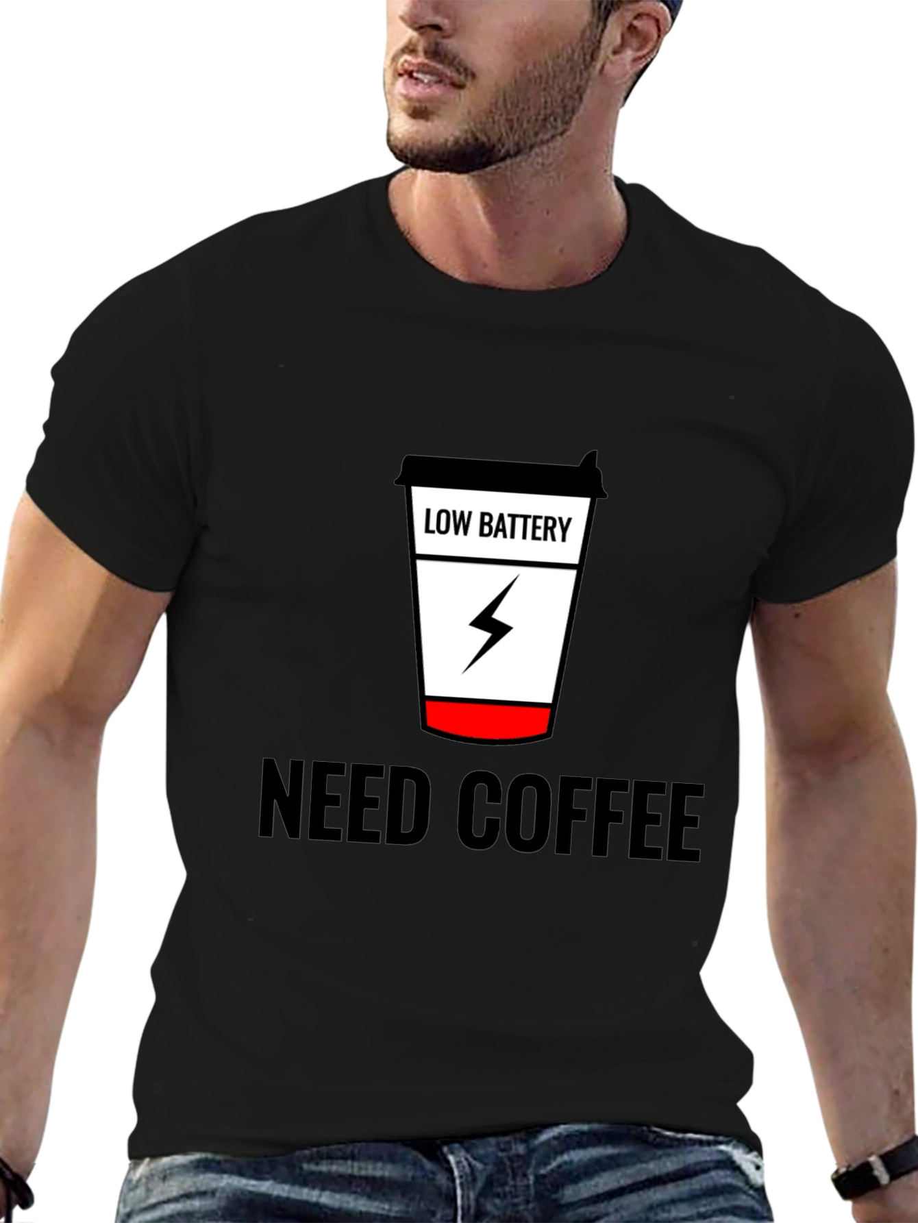 Need Coffee Black Tee Low Battery Design