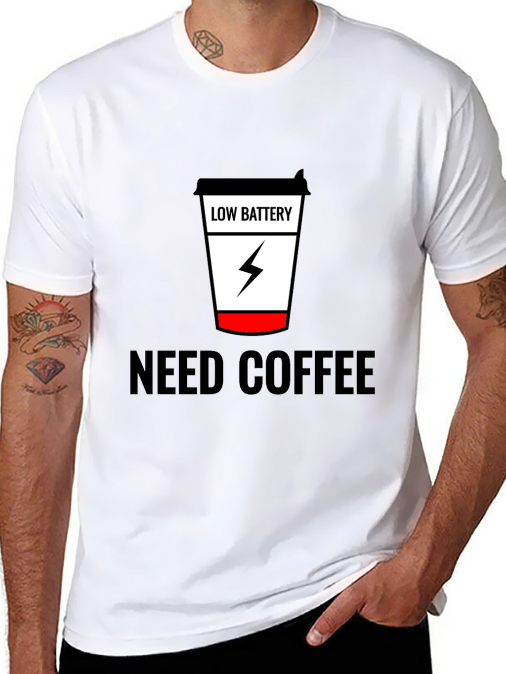 Need Coffee Black Tee Low Battery Design