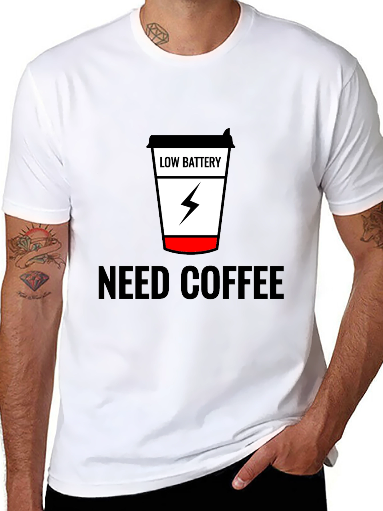 Need Coffee Black Tee Low Battery Design