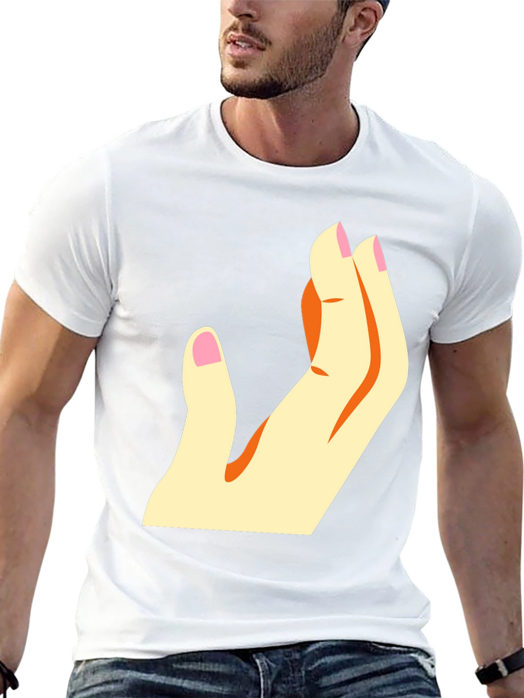 Stylized Hand Graphic T-Shirt - Casual Wear