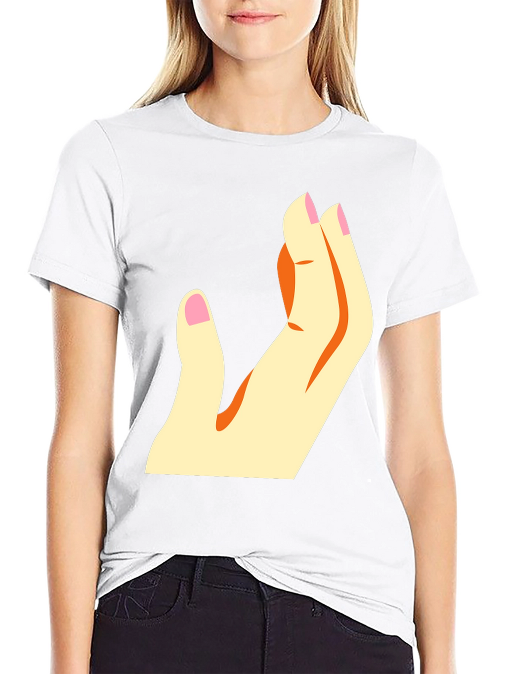 Stylized Hand Graphic T-Shirt - Casual Wear