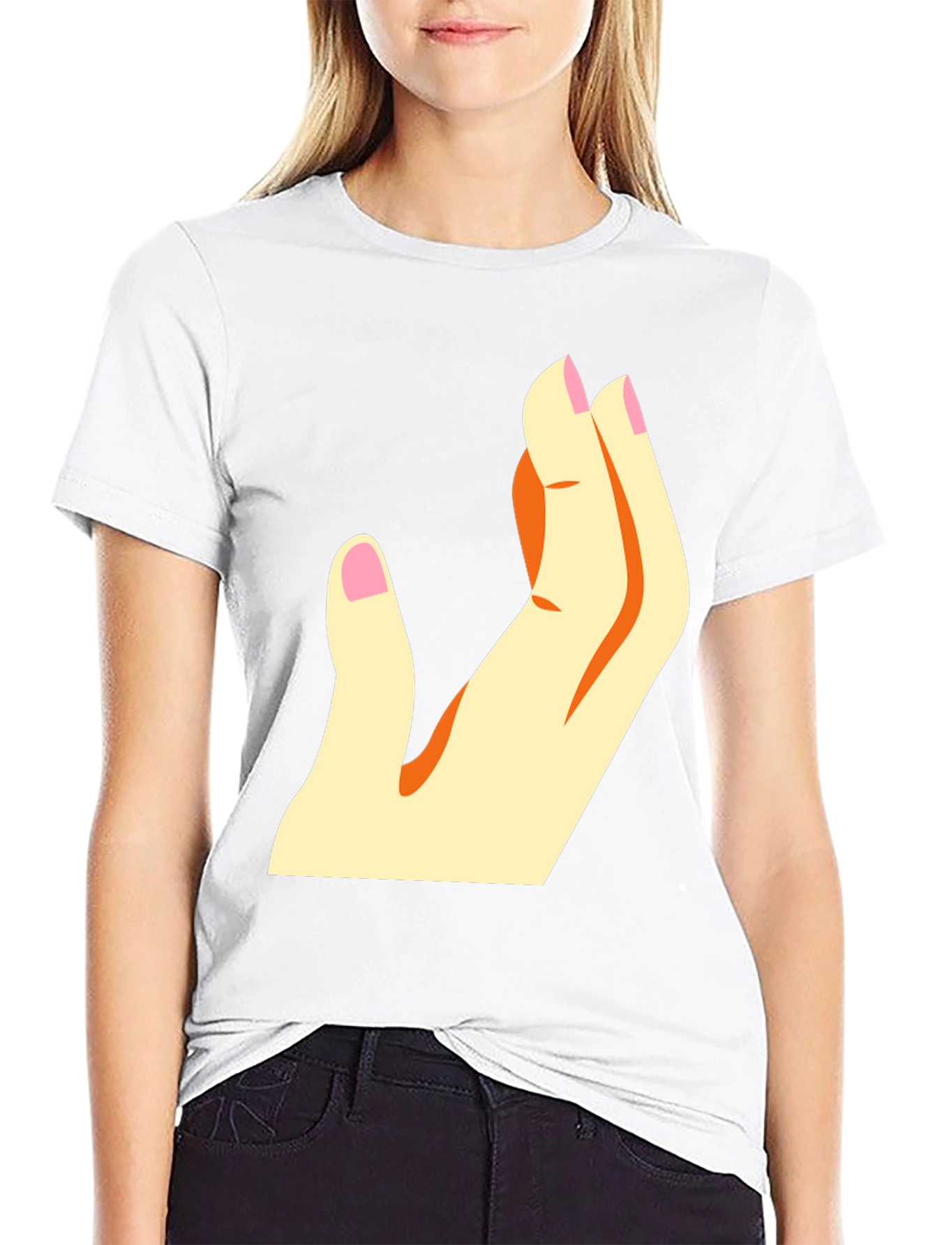 Stylized Hand Graphic T-Shirt - Casual Wear