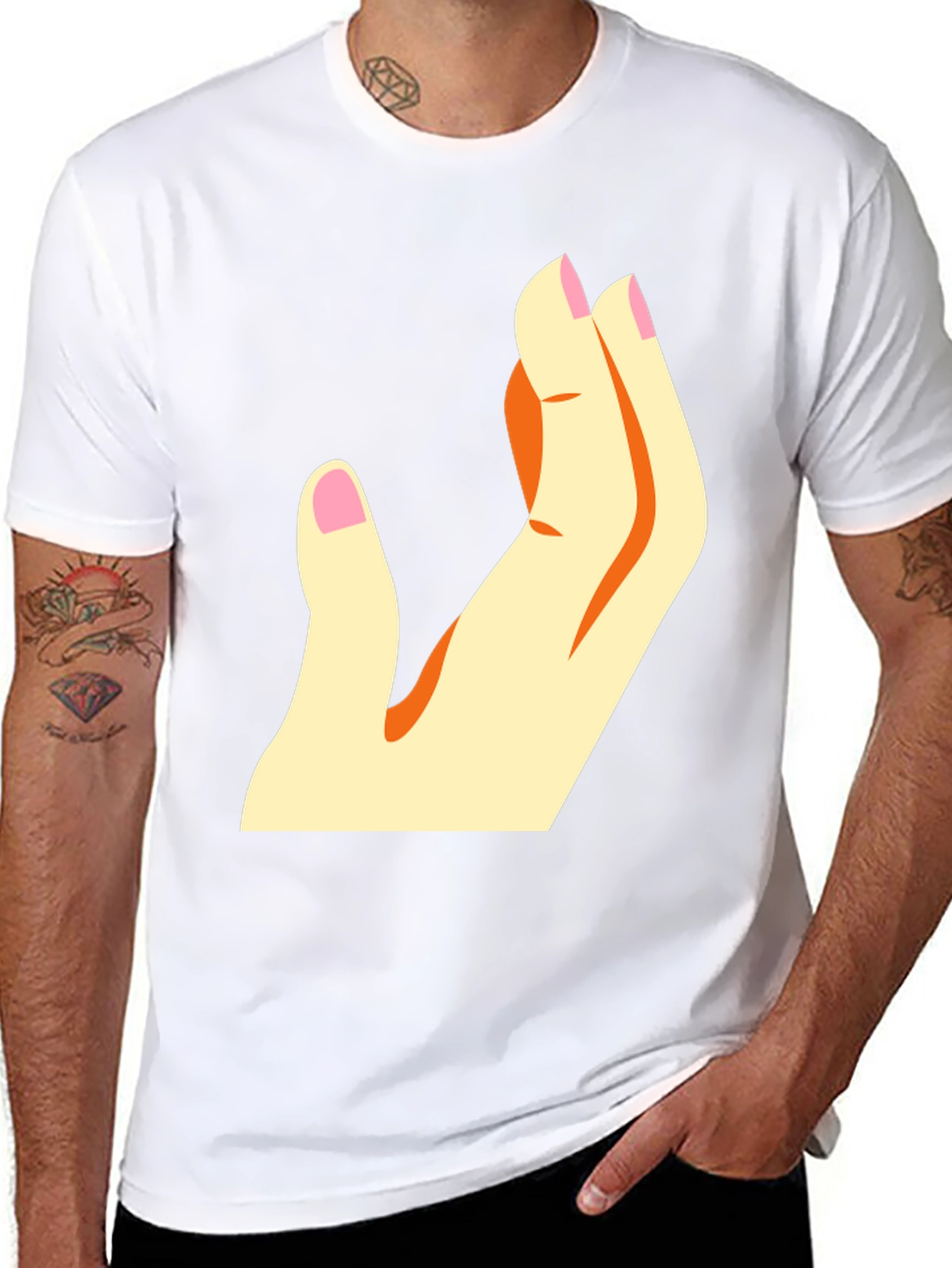 Stylized Hand Graphic T-Shirt - Casual Wear