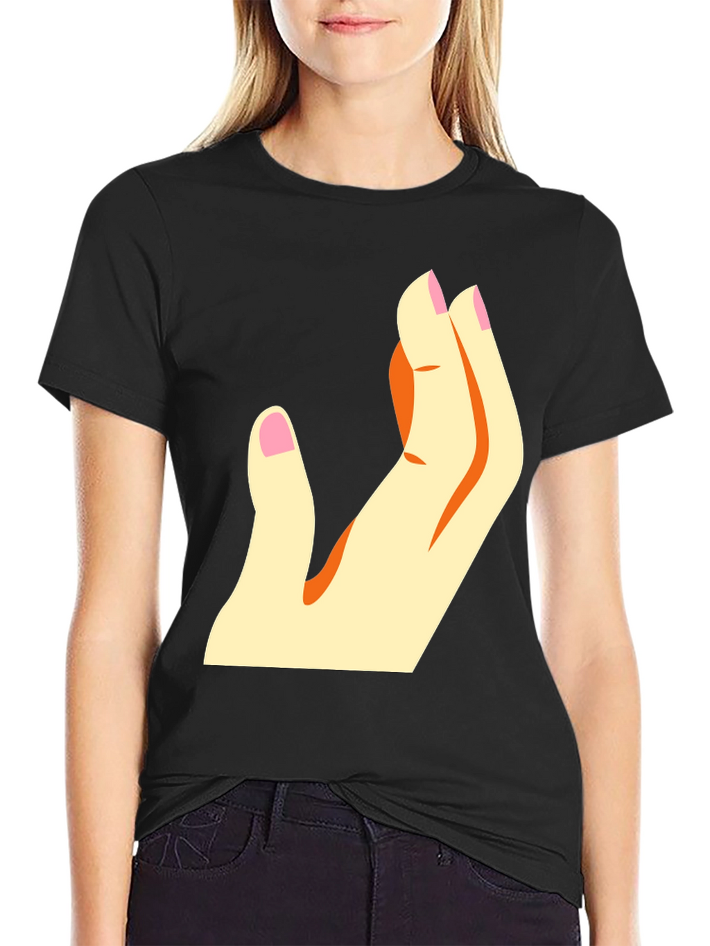 Stylized Hand Graphic T-Shirt - Casual Wear