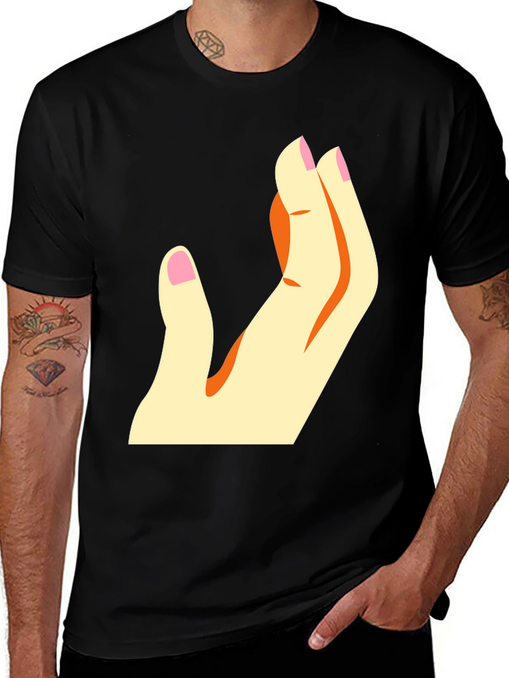 Stylized Hand Graphic T-Shirt - Casual Wear